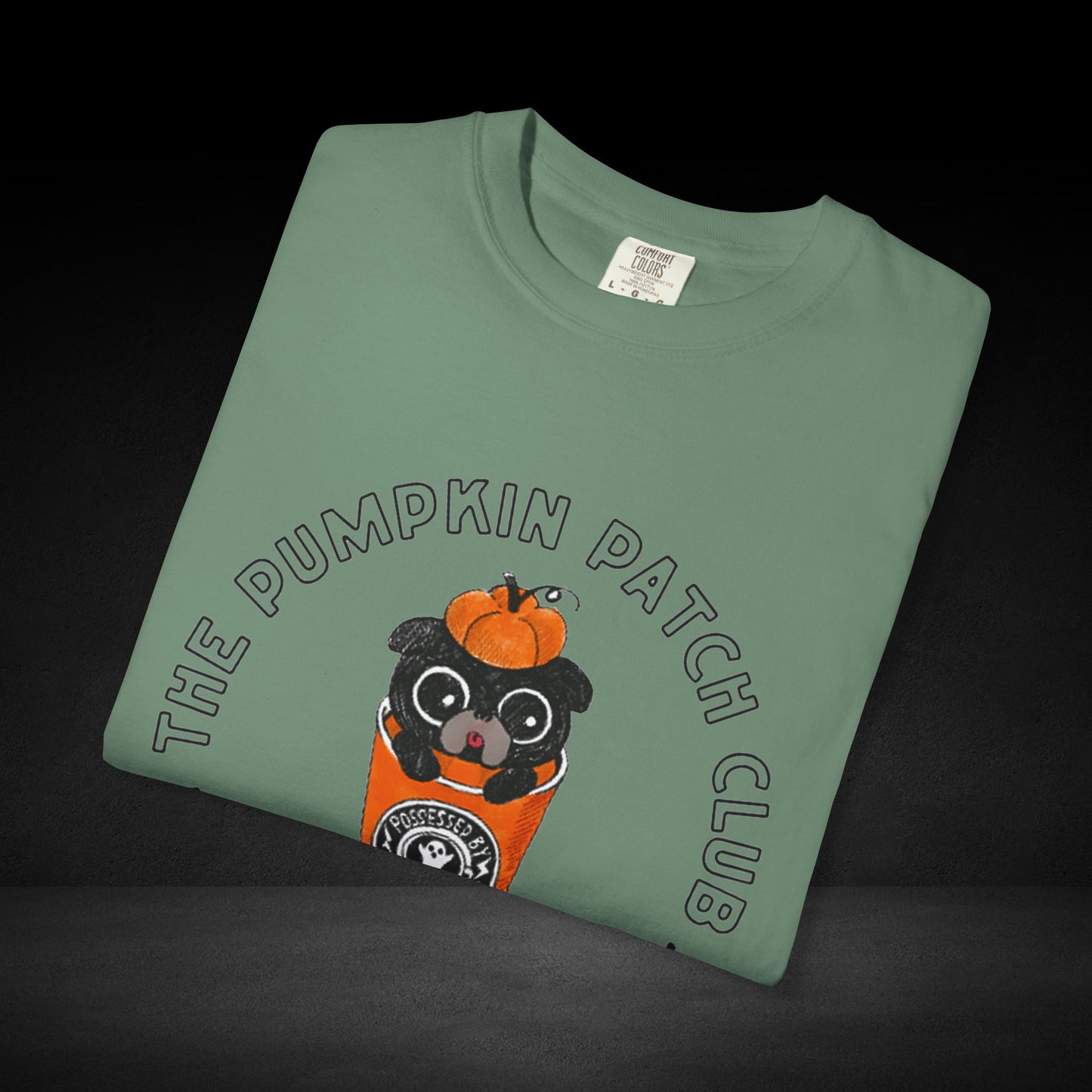 Pumpkin Patch Club Coffee Tee – Pug in Pumpkin Cup Fall Coffee Graphic Shirt