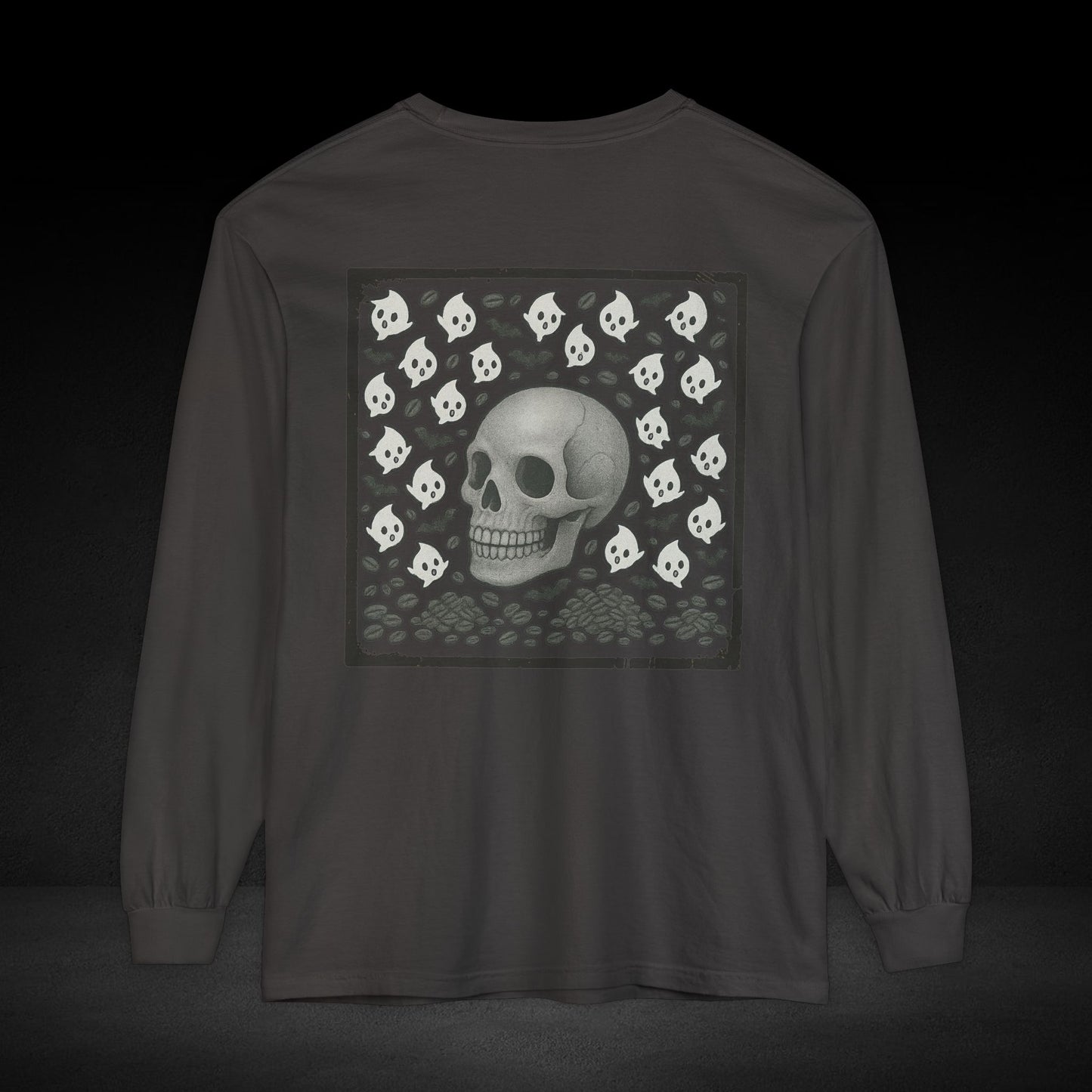 Possessed By Coffee Long Sleeve Tee – Ghost & Skull Coffee Art