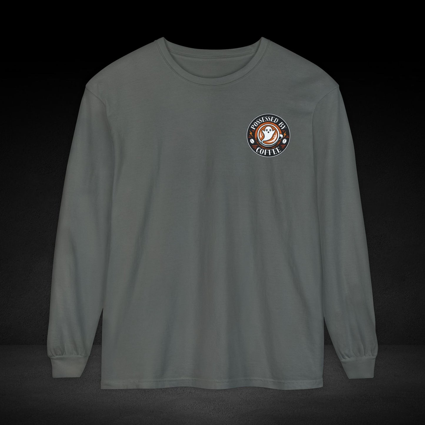 Possessed By Coffee Long Sleeve Tee – Ghost & Skull Coffee Art