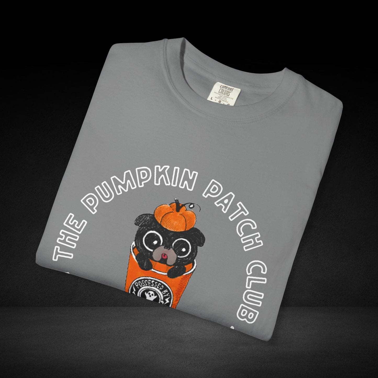 Pumpkin Patch Club Coffee Tee – Pug in Pumpkin Cup Fall Coffee Graphic Shirt