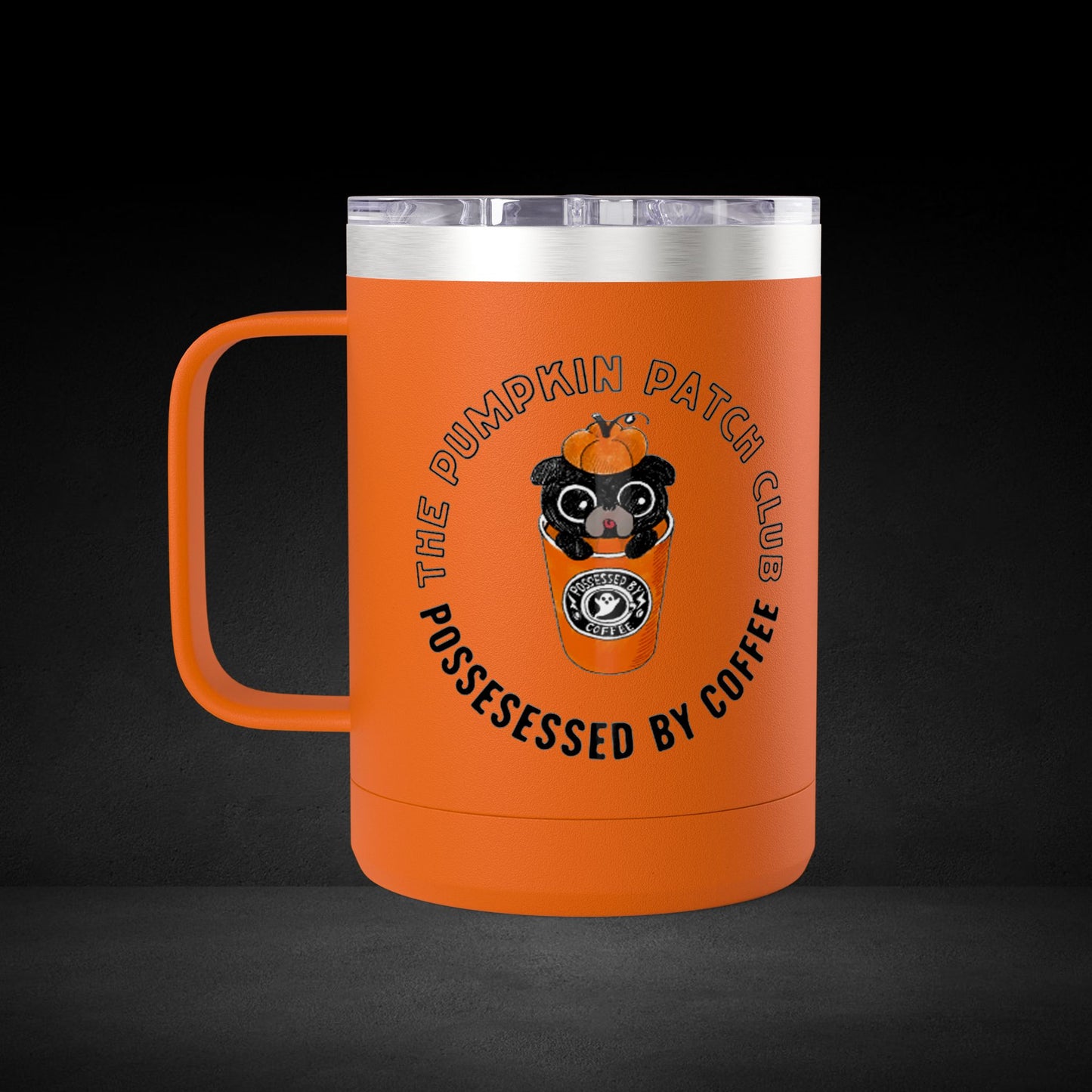 The Pumpkin Patch Club Coffee Mug – Cute Pumpkin Pup Design - Possessed by Coffee Travel Mug