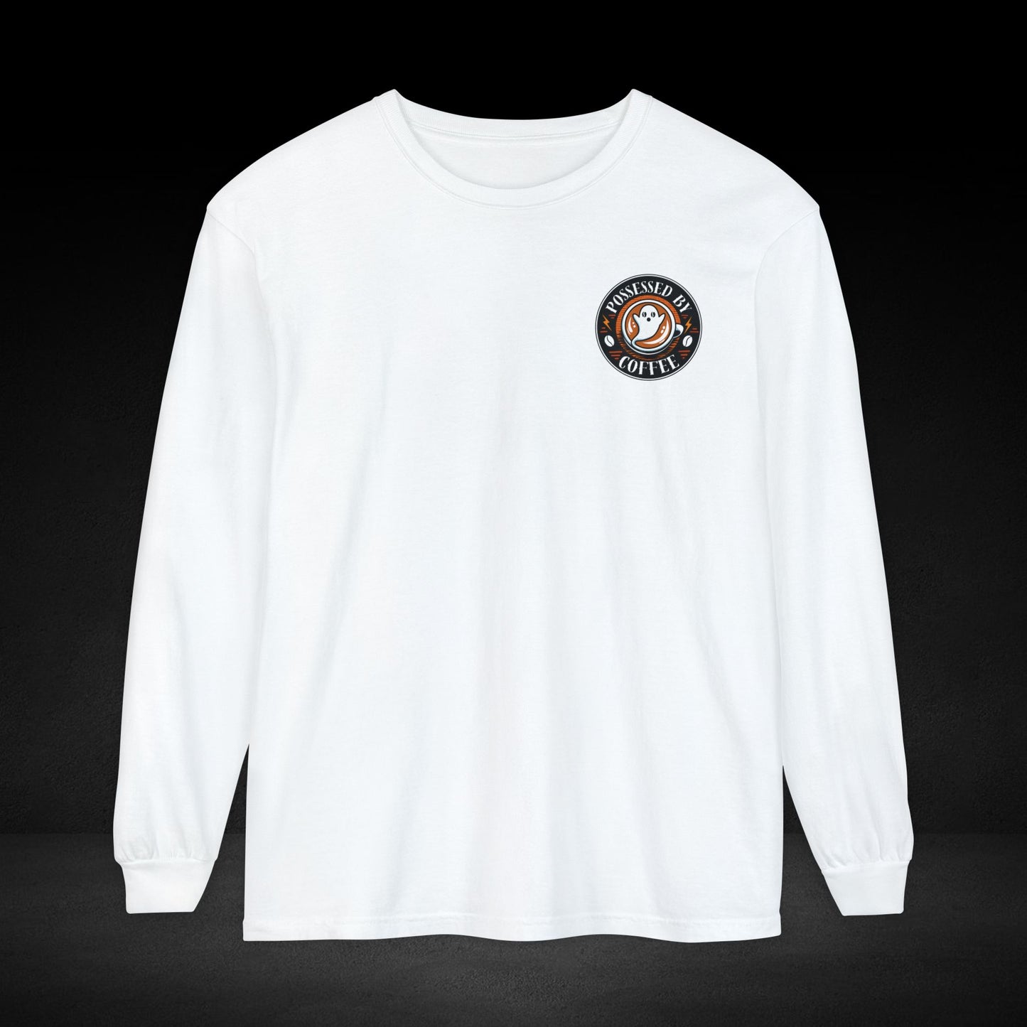 Possessed By Coffee Long Sleeve Tee – Ghost & Skull Coffee Art