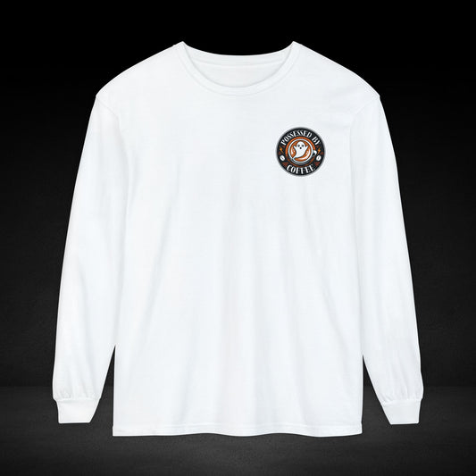 Possessed By Coffee Long Sleeve Tee – Ghost & Skull Coffee Art