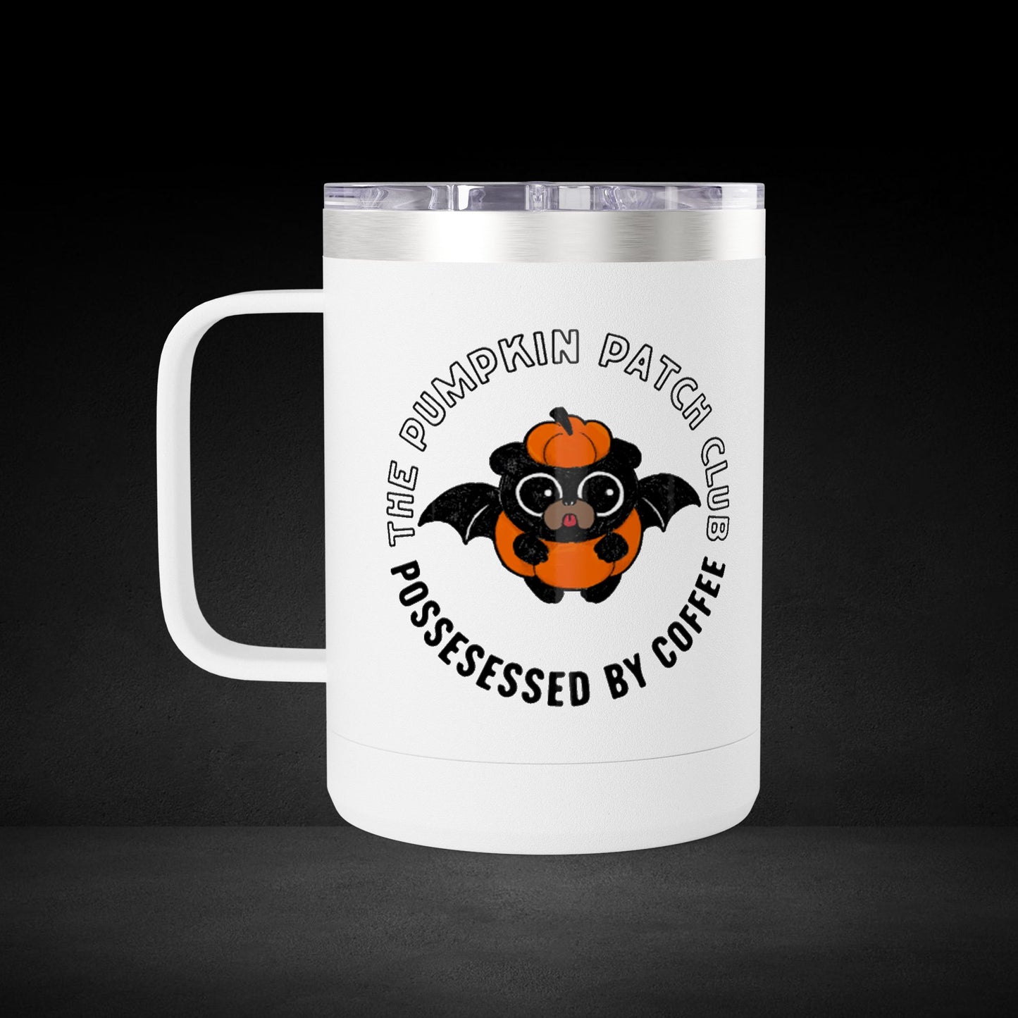 The Pumpkin Patch Club Possessed By Coffee Bat Travel Mug - Halloween Coffee Cup with Cute Design