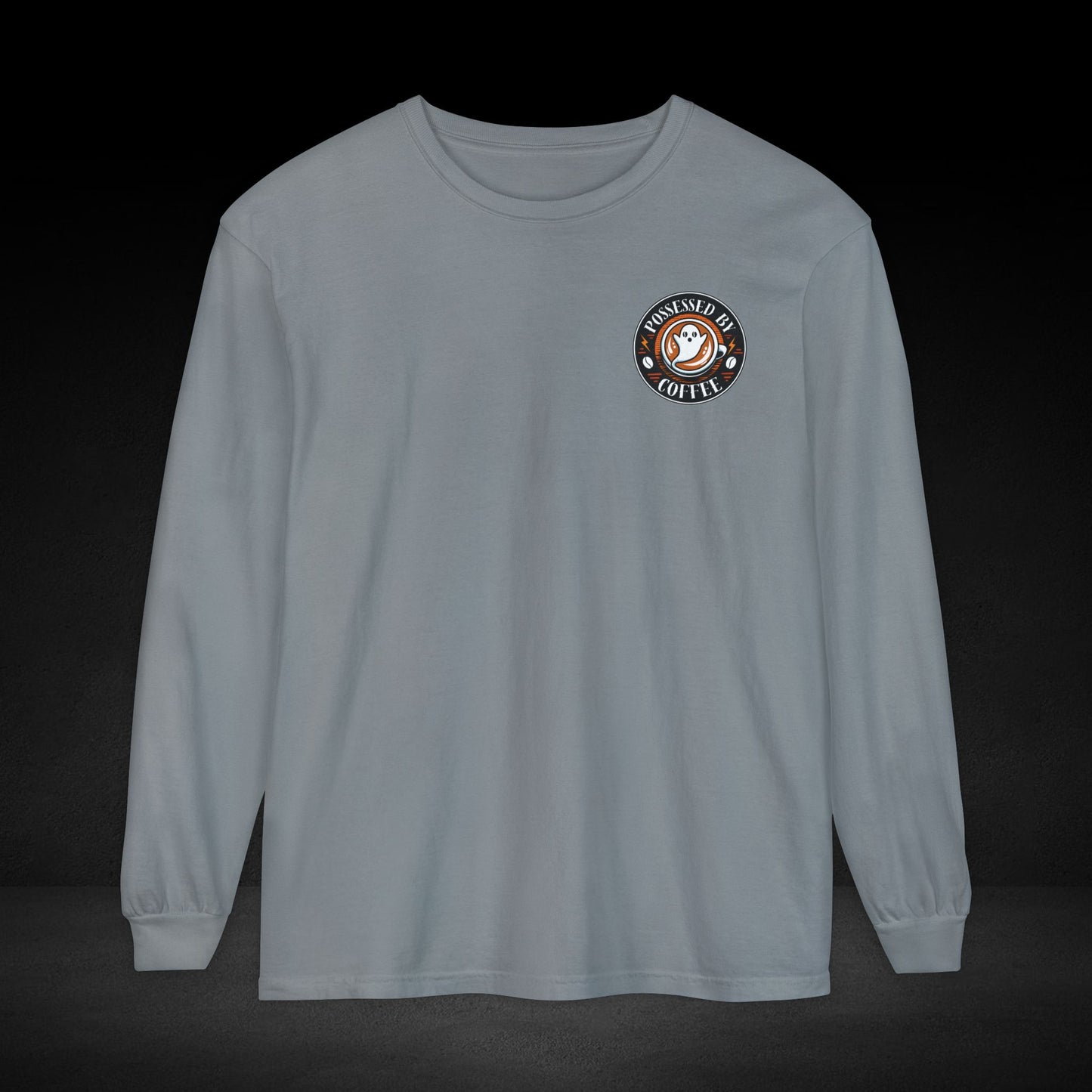 Possessed By Coffee Long Sleeve Tee – Ghost & Skull Coffee Art