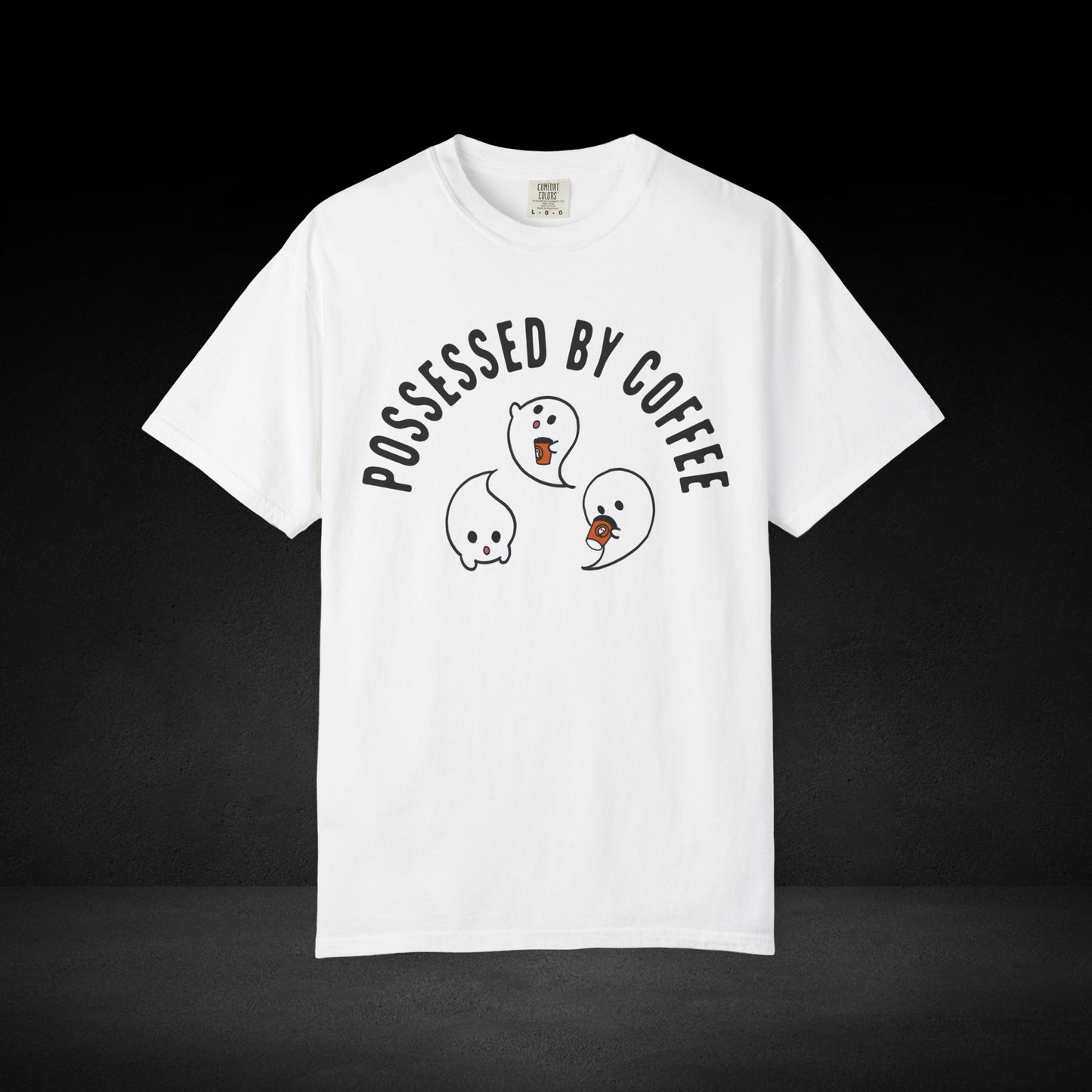 Possessed by Coffee Ghost Trio Tee – Cute Ghosts Sipping Coffee Graphic Shirt