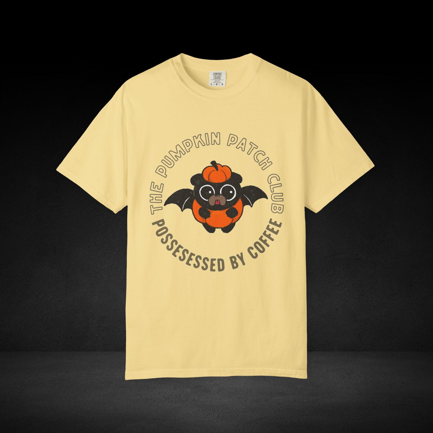 Pumpkin Patch Club Bat Pug Tee – Cute Pumpkin Coffee Lover Halloween Shirt