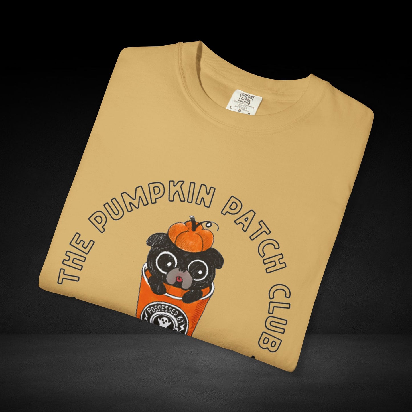 Pumpkin Patch Club Coffee Tee – Pug in Pumpkin Cup Fall Coffee Graphic Shirt
