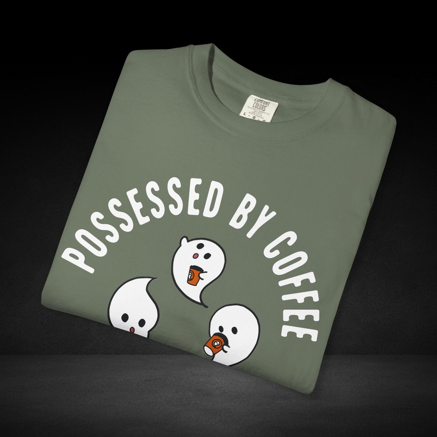 Possessed by Coffee Ghost Trio Tee – Cute Ghosts Sipping Coffee Graphic Shirt