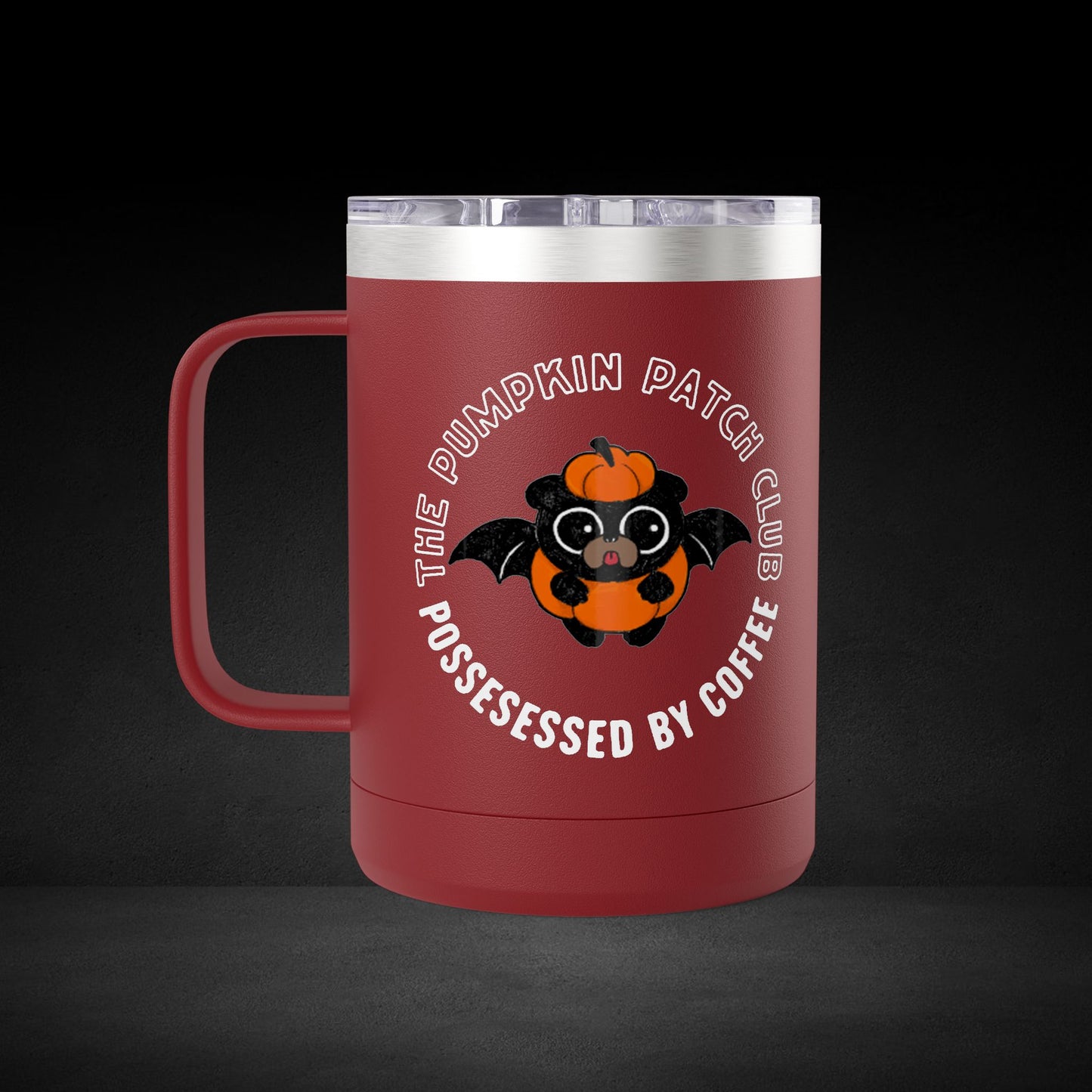 The Pumpkin Patch Club Possessed By Coffee Bat Travel Mug - Halloween Coffee Cup with Cute Design