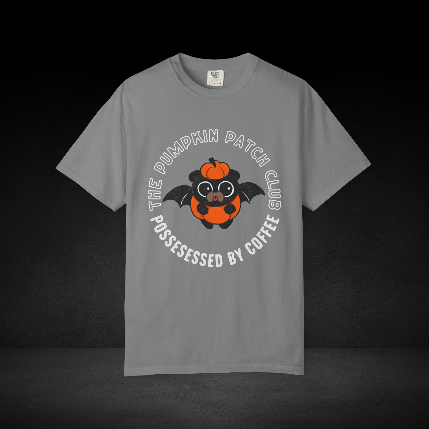 Pumpkin Patch Club Bat Pug Tee – Cute Pumpkin Coffee Lover Halloween Shirt