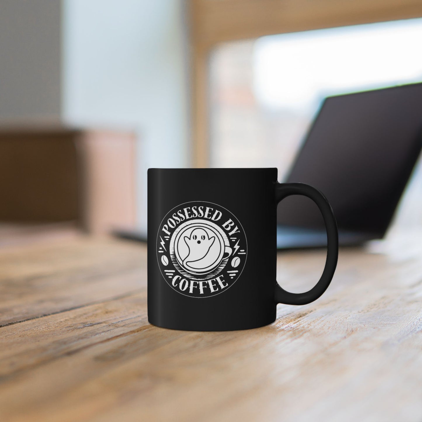 Possessed by Coffee Mug — Black & White Ceramic 11oz & 15oz