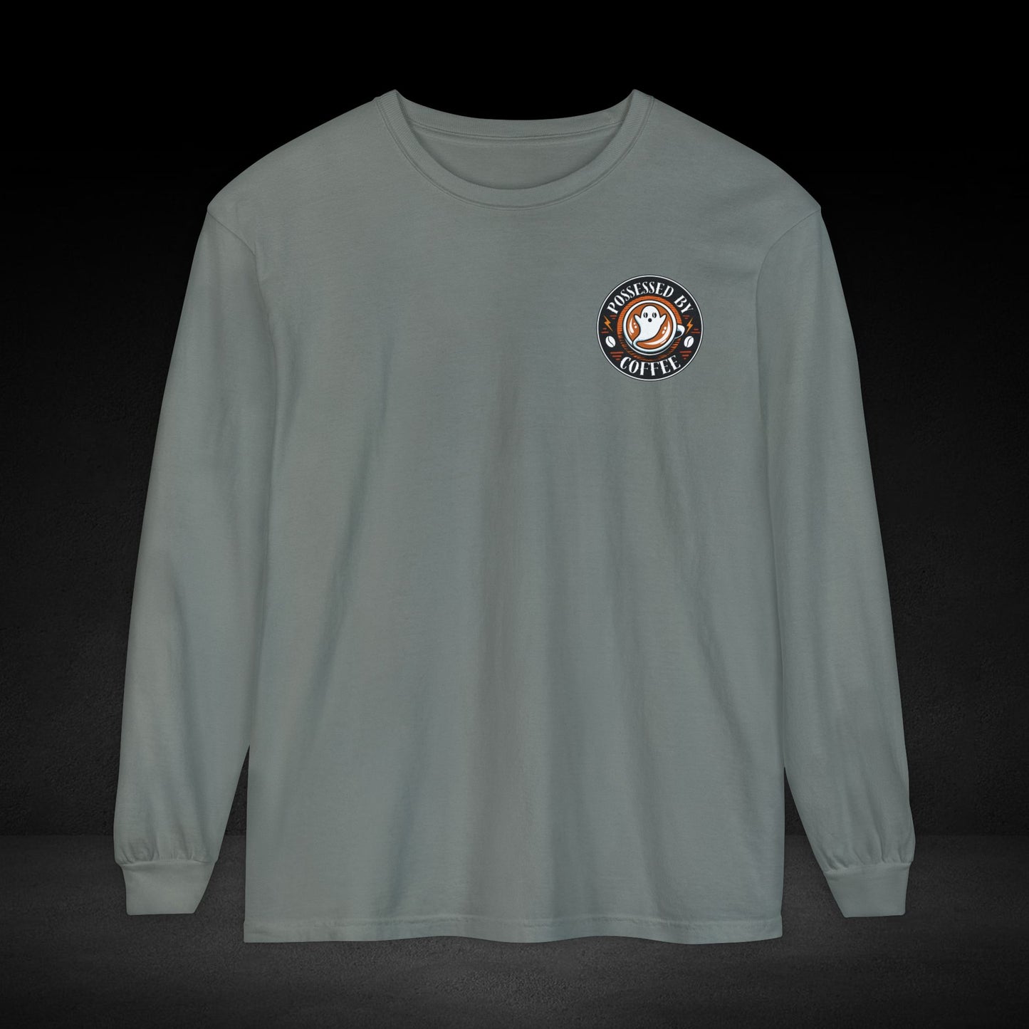 Possessed By Coffee Long Sleeve Tee – Ghost & Skull Coffee Art