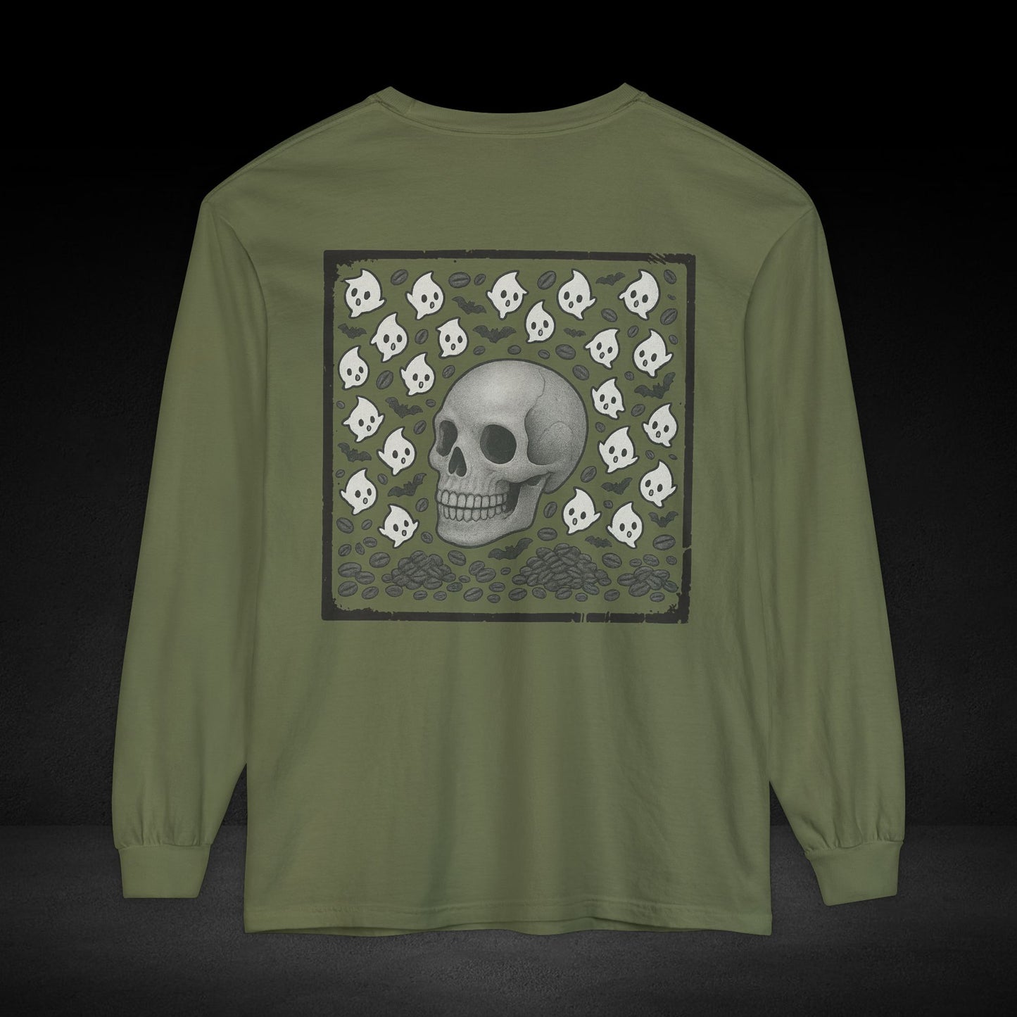 Possessed By Coffee Long Sleeve Tee – Ghost & Skull Coffee Art