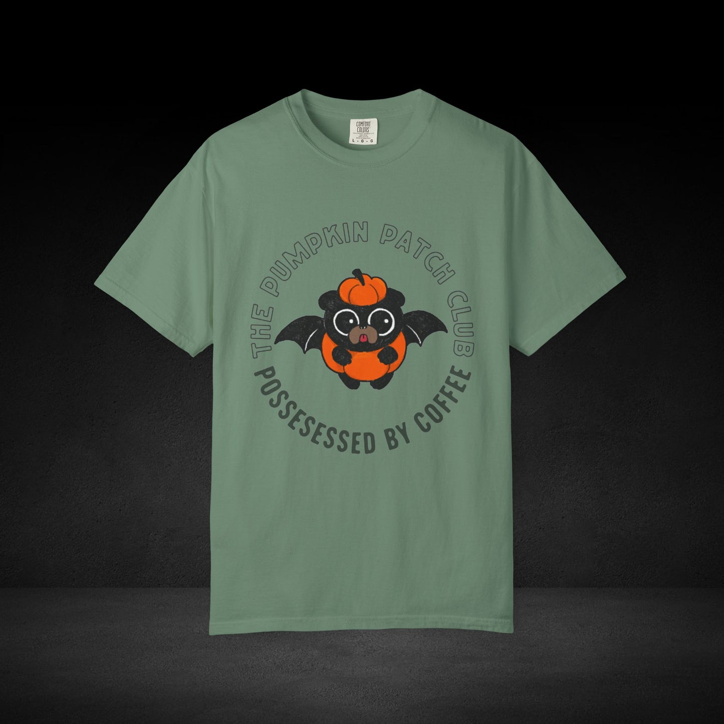 Pumpkin Patch Club Bat Pug Tee – Cute Pumpkin Coffee Lover Halloween Shirt