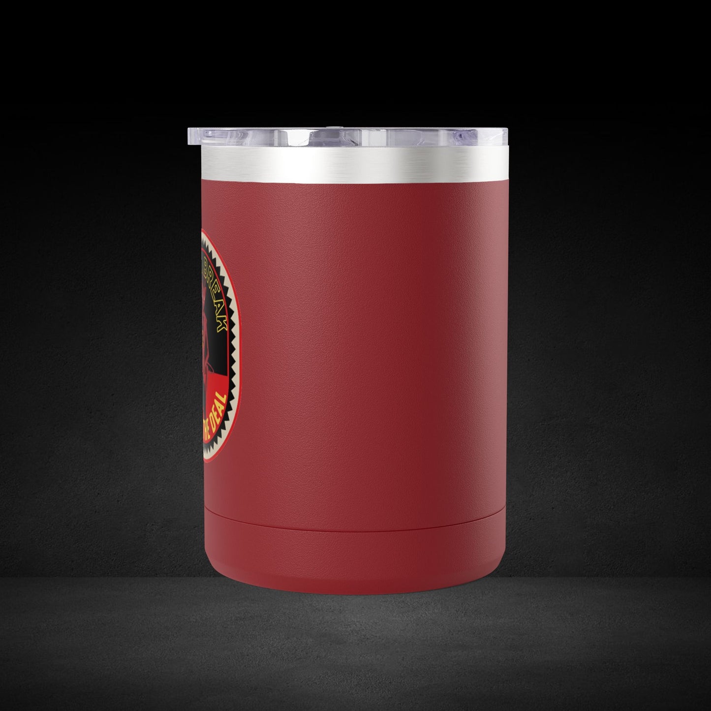 Take A Break Before The Deal Devil Travel Mug - Retro Badge Coffee Cup