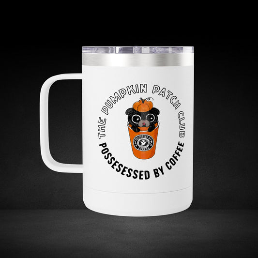 The Pumpkin Patch Club Coffee Mug – Cute Pumpkin Pup Design - Possessed by Coffee Travel Mug