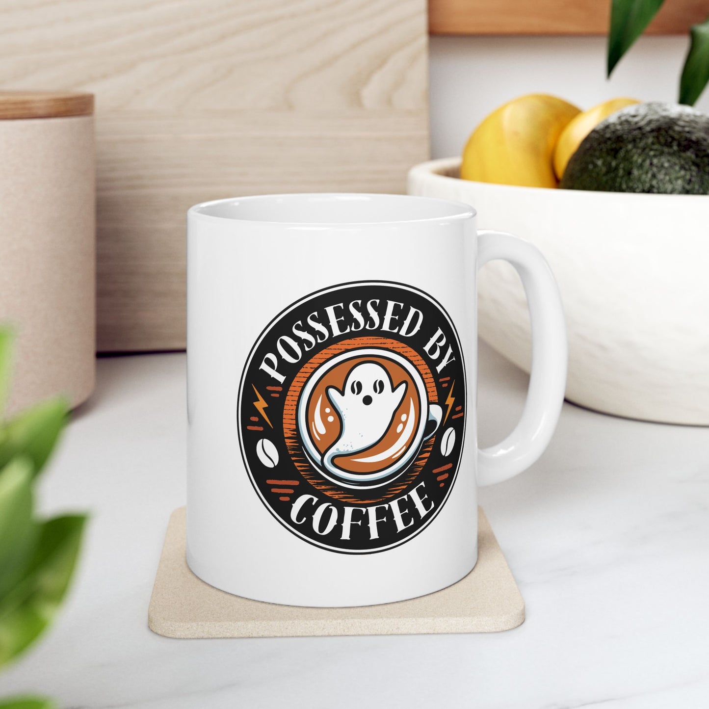 Possessed by Coffee Mug — White Ceramic 11oz & 15oz