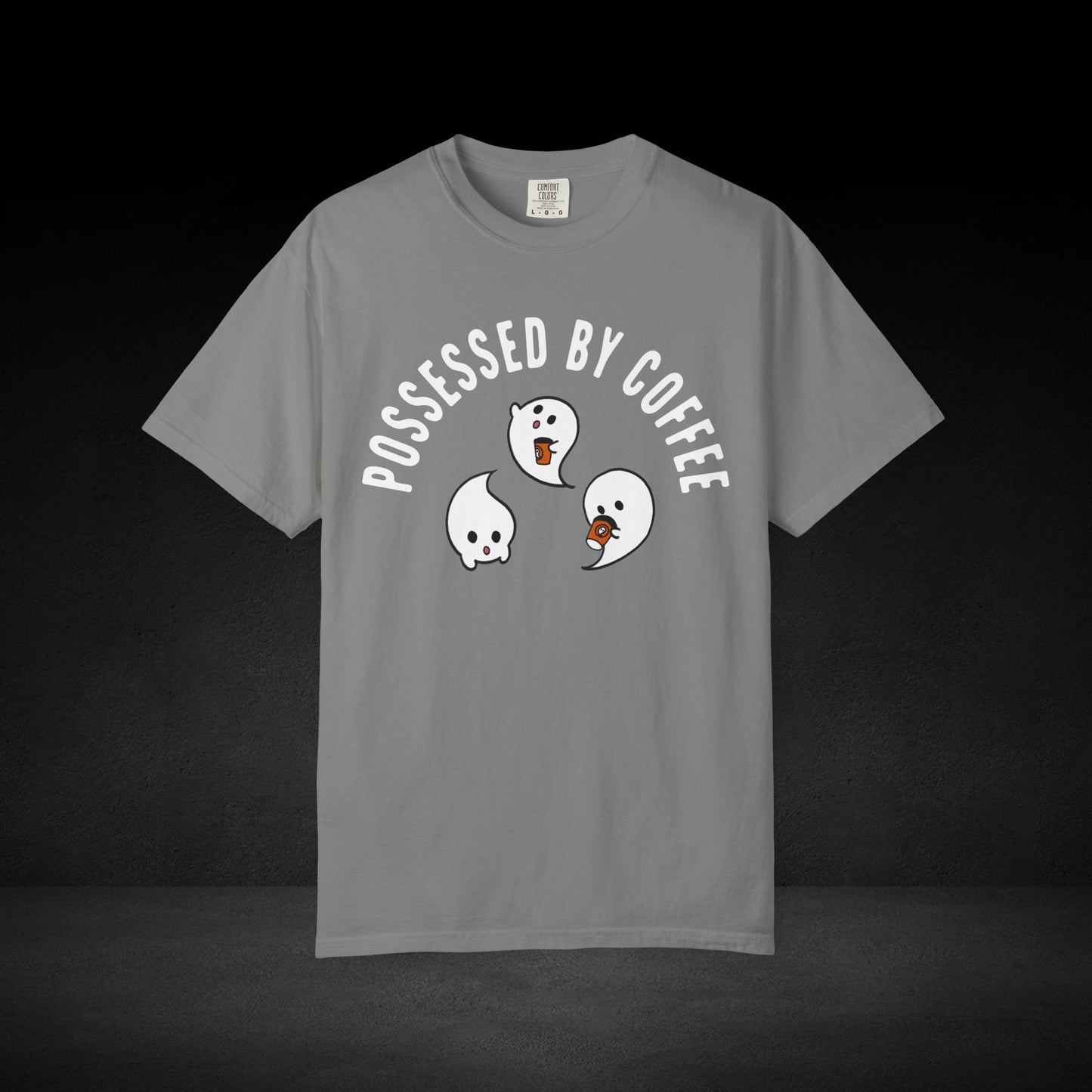 Possessed by Coffee Ghost Trio Tee – Cute Ghosts Sipping Coffee Graphic Shirt