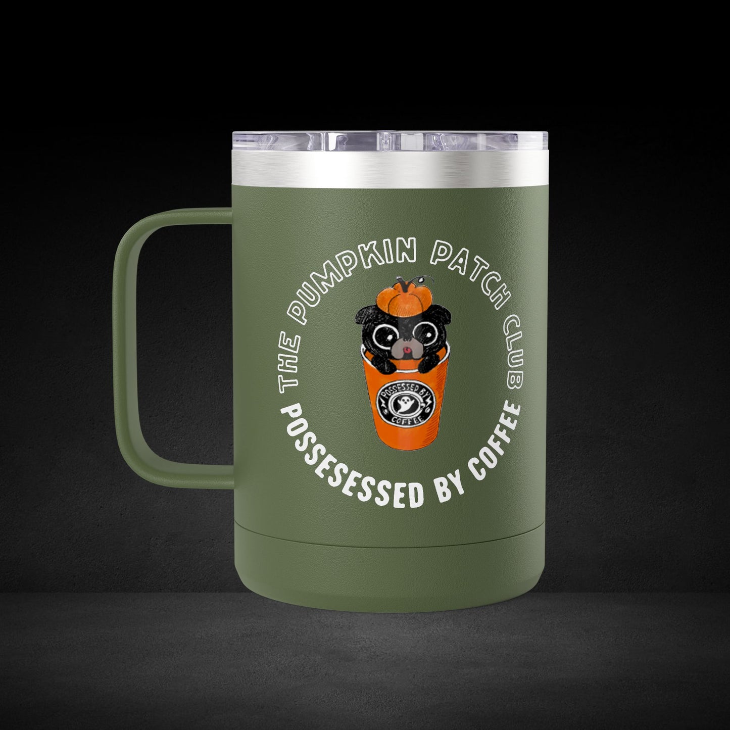 The Pumpkin Patch Club Coffee Mug – Cute Pumpkin Pup Design - Possessed by Coffee Travel Mug