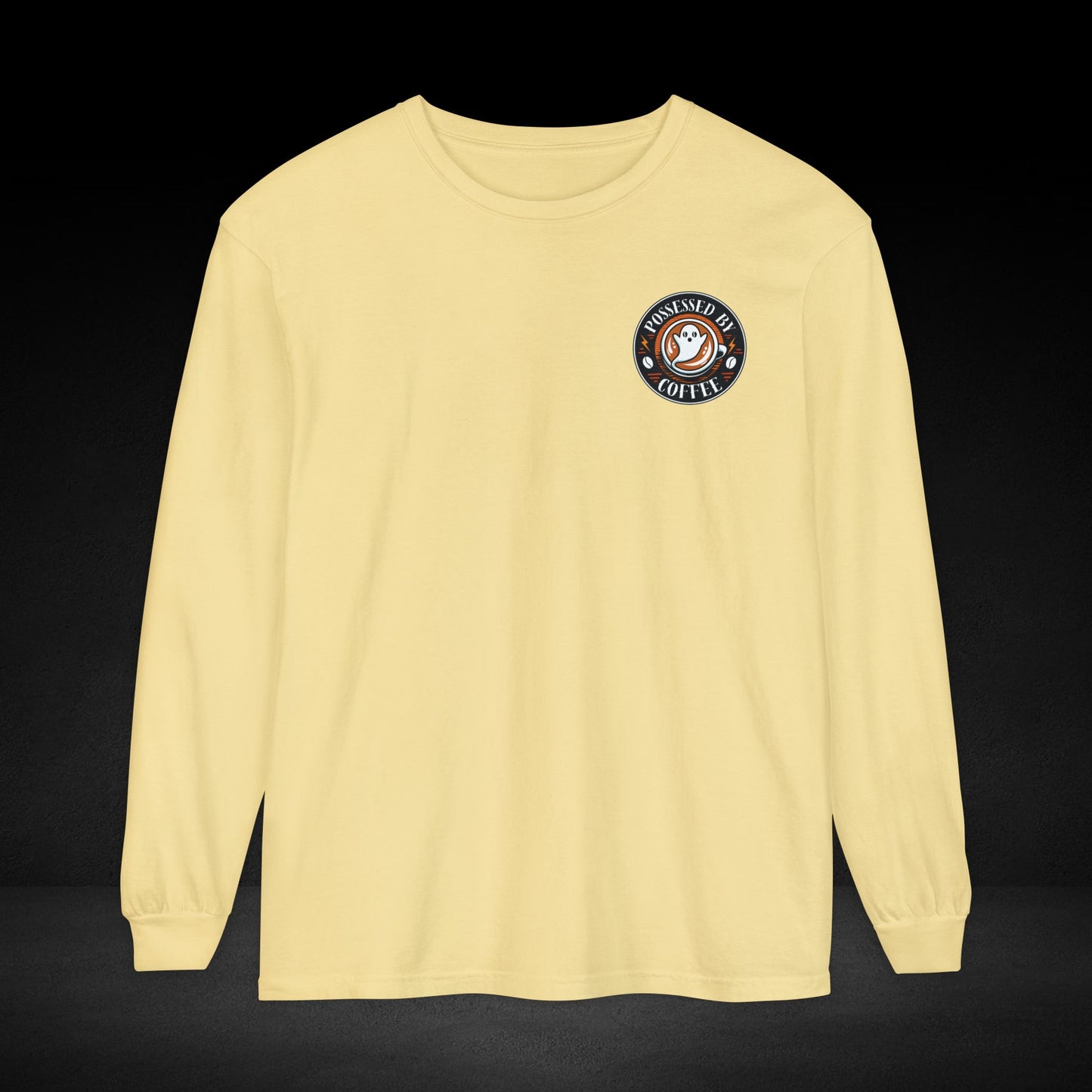 Possessed By Coffee Long Sleeve Tee – Ghost & Skull Coffee Art