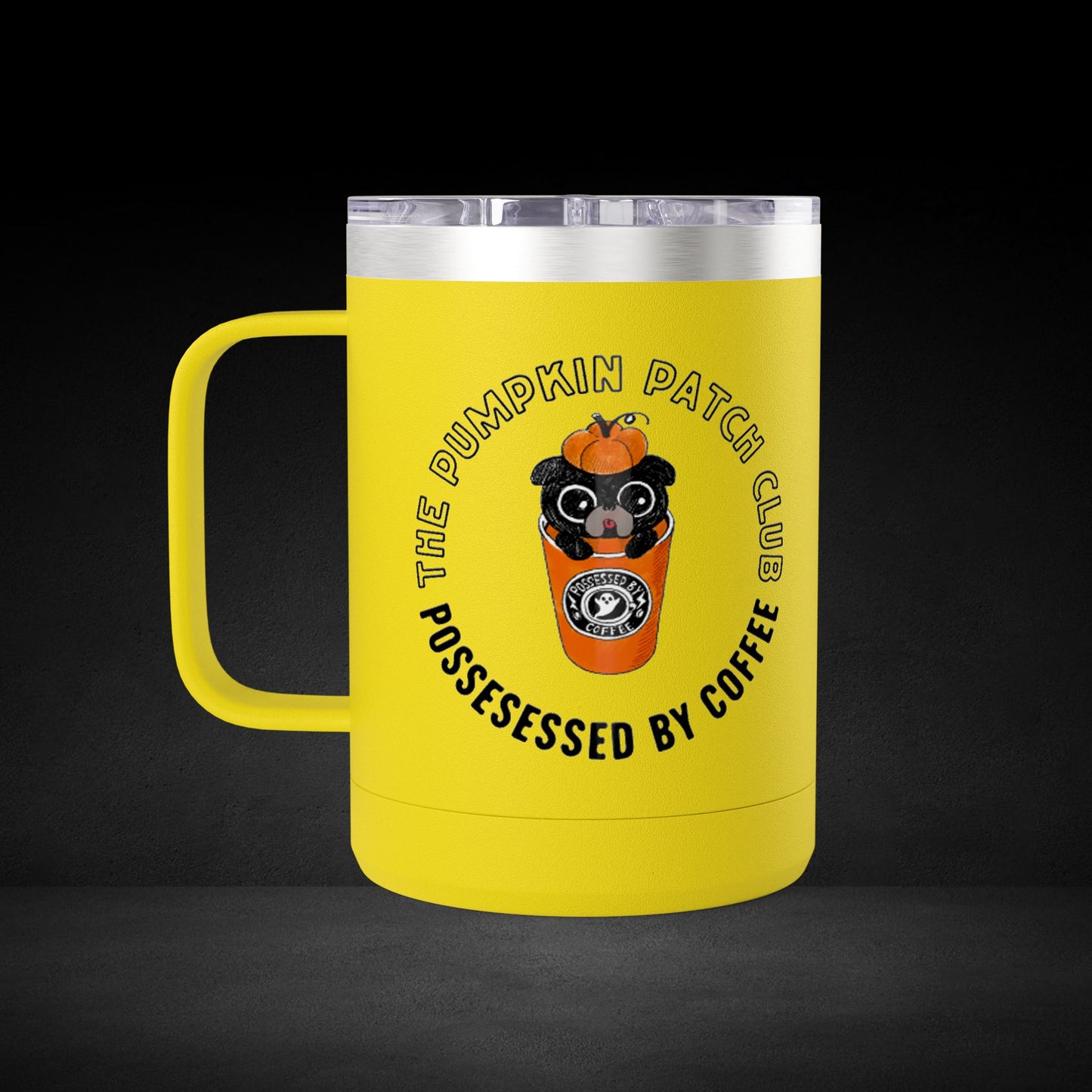 The Pumpkin Patch Club Coffee Mug – Cute Pumpkin Pup Design - Possessed by Coffee Travel Mug