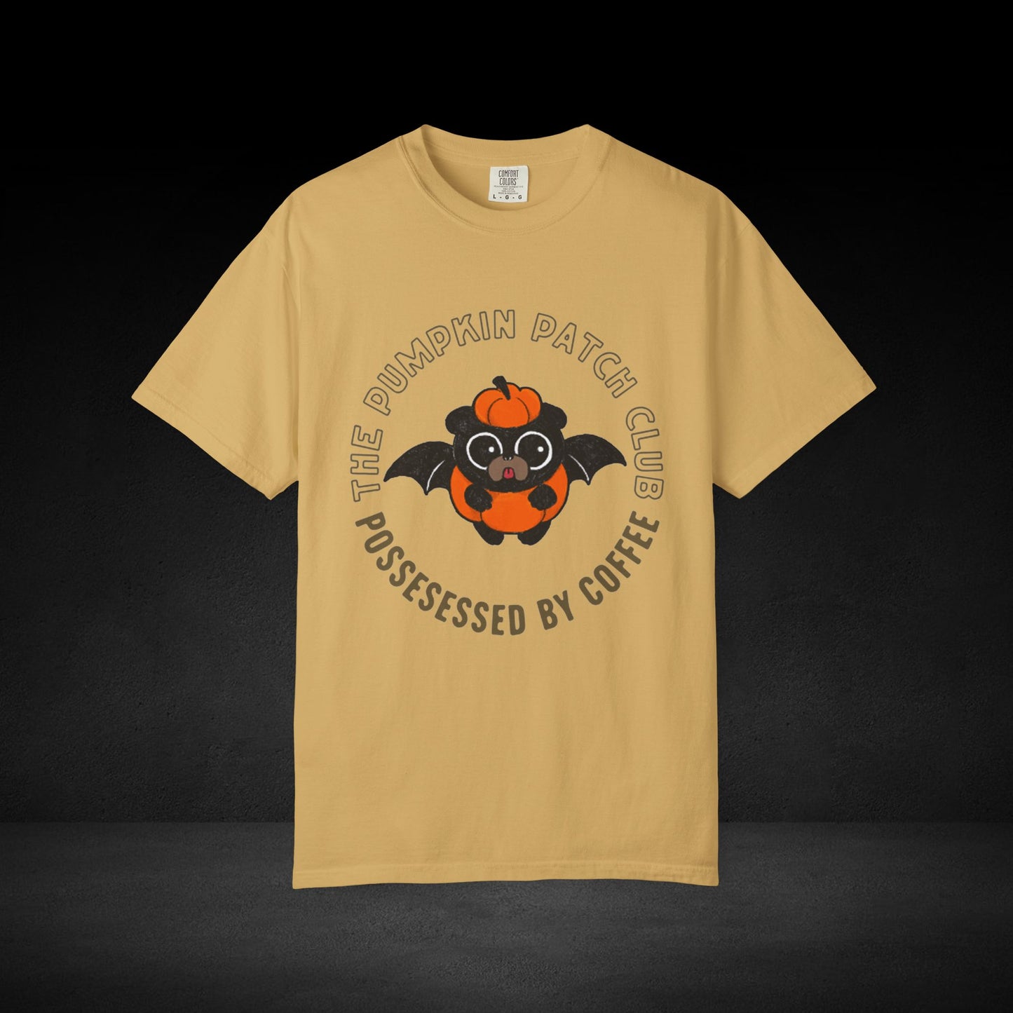 Pumpkin Patch Club Bat Pug Tee – Cute Pumpkin Coffee Lover Halloween Shirt