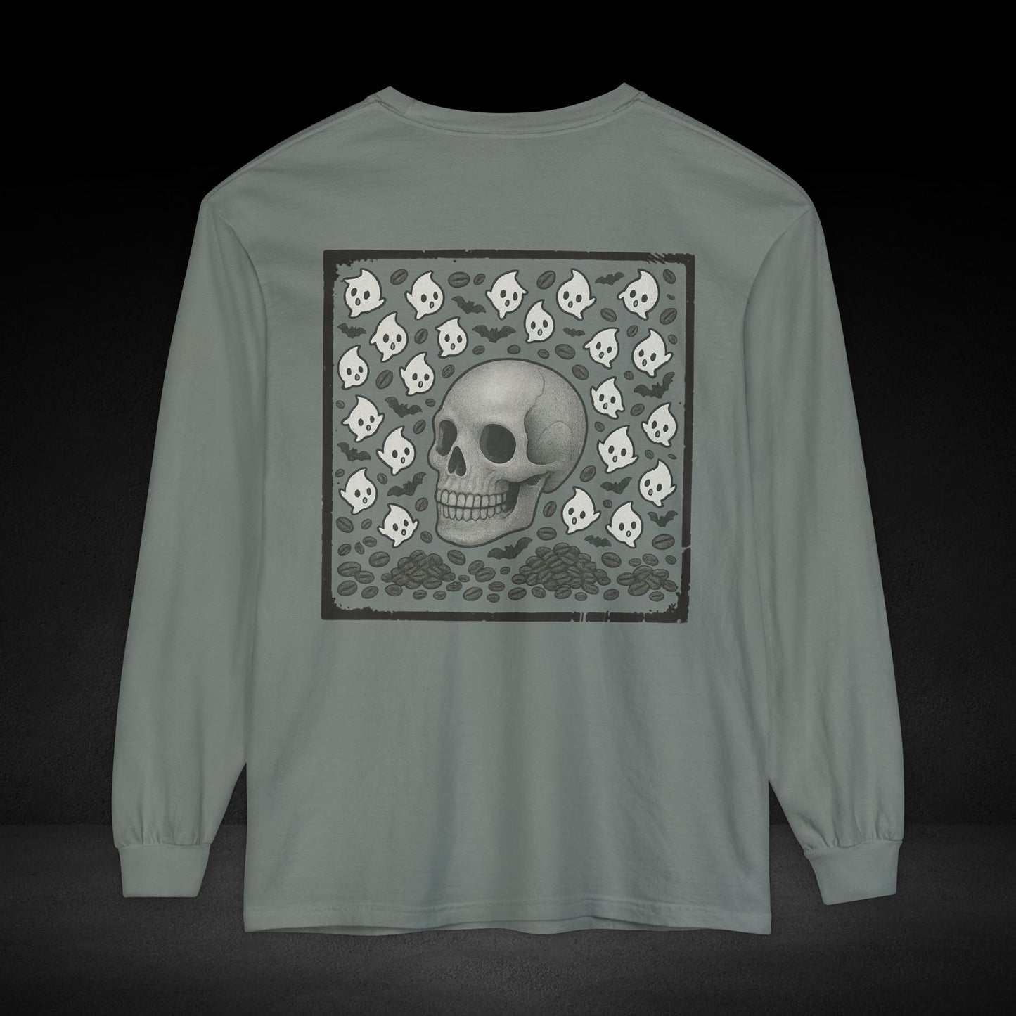 Possessed By Coffee Long Sleeve Tee – Ghost & Skull Coffee Art
