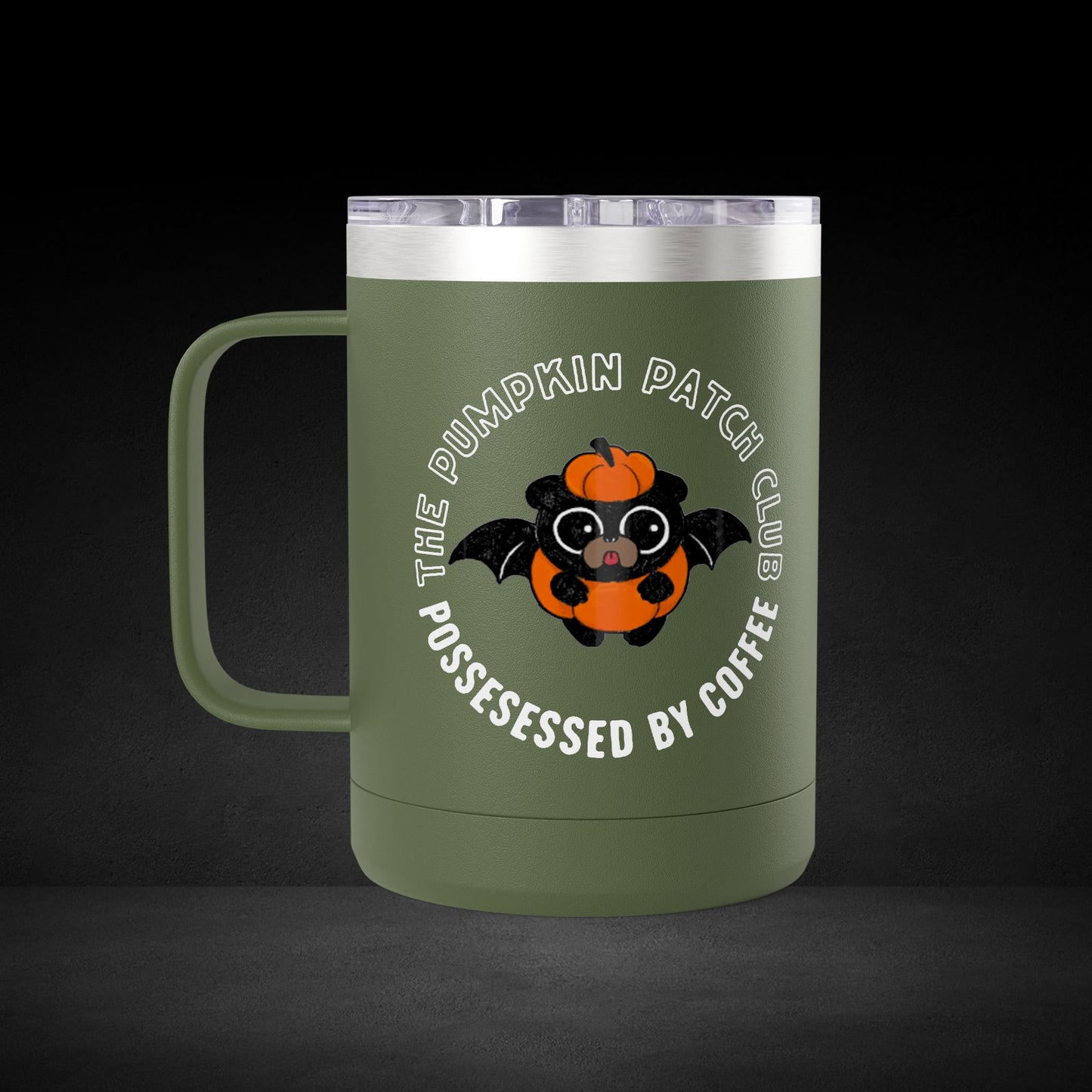 The Pumpkin Patch Club Possessed By Coffee Bat Travel Mug - Halloween Coffee Cup with Cute Design
