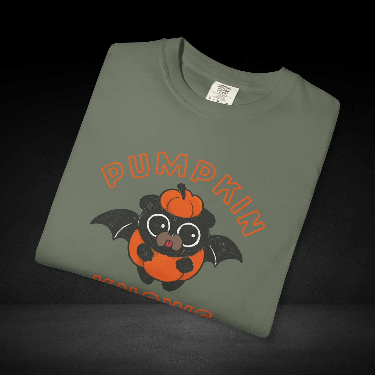 Pumpkin Knows Tee – Cute Bat Pug Pumpkin Halloween Coffee Shirt