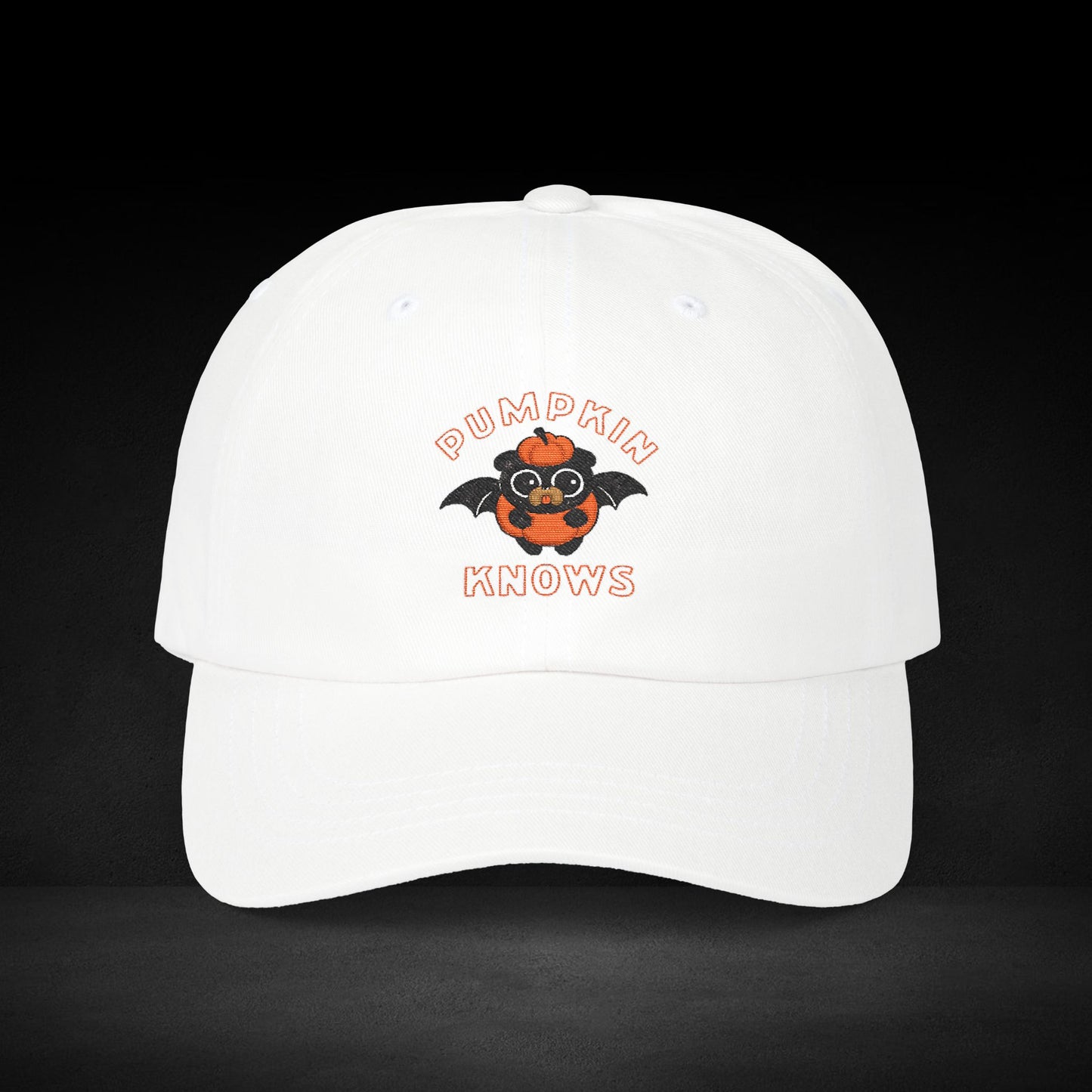 Pumpkin Knows Cap – Cute Halloween Coffee Bat Hat for Pumpkin Spice Lovers