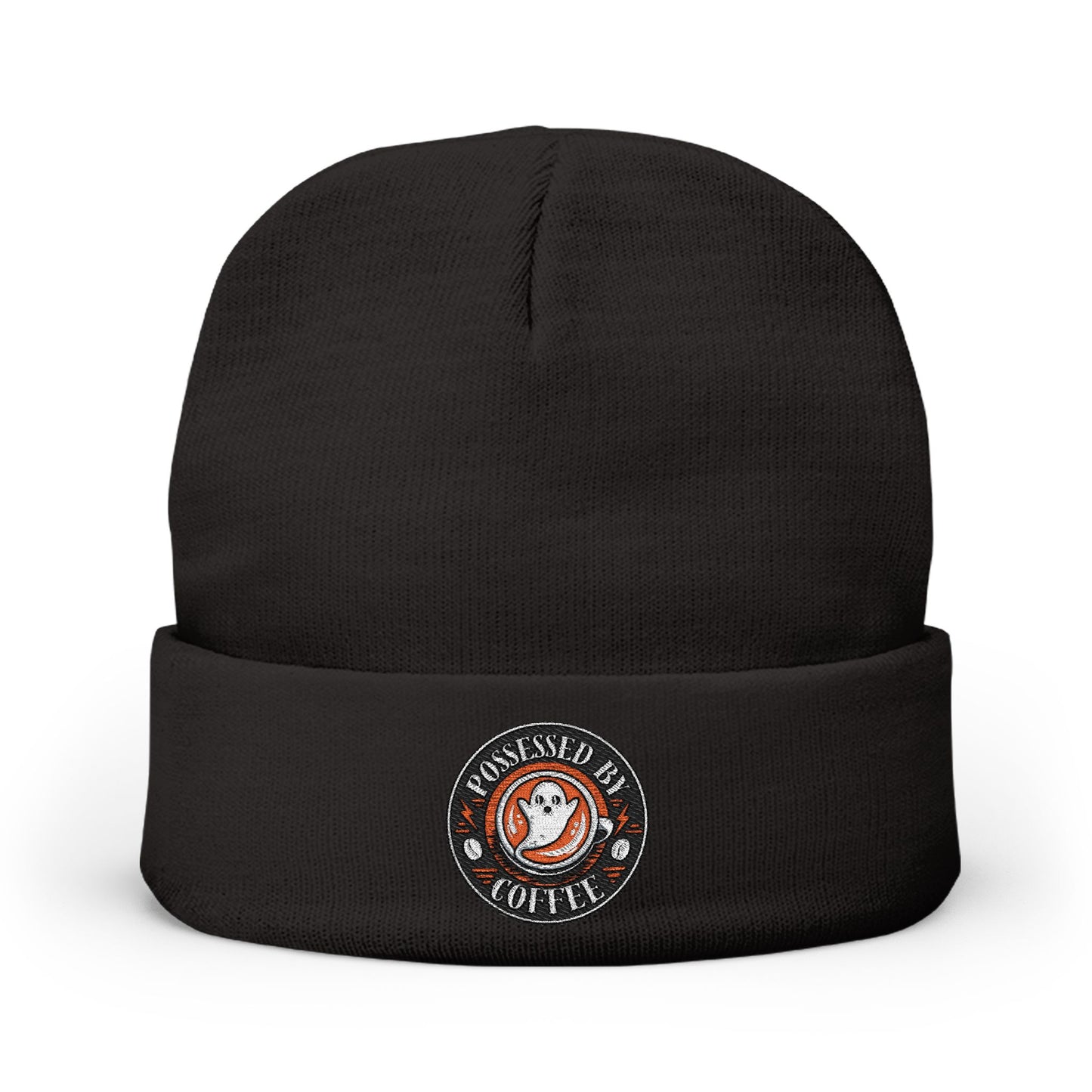 Embroidered Possessed By Coffee Knit Beanie