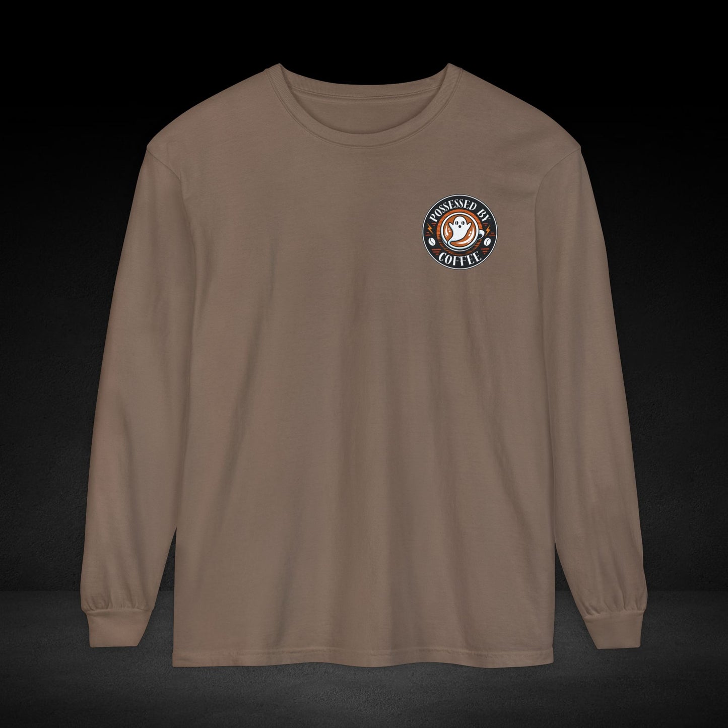 Possessed By Coffee Long Sleeve Tee – Ghost & Skull Coffee Art