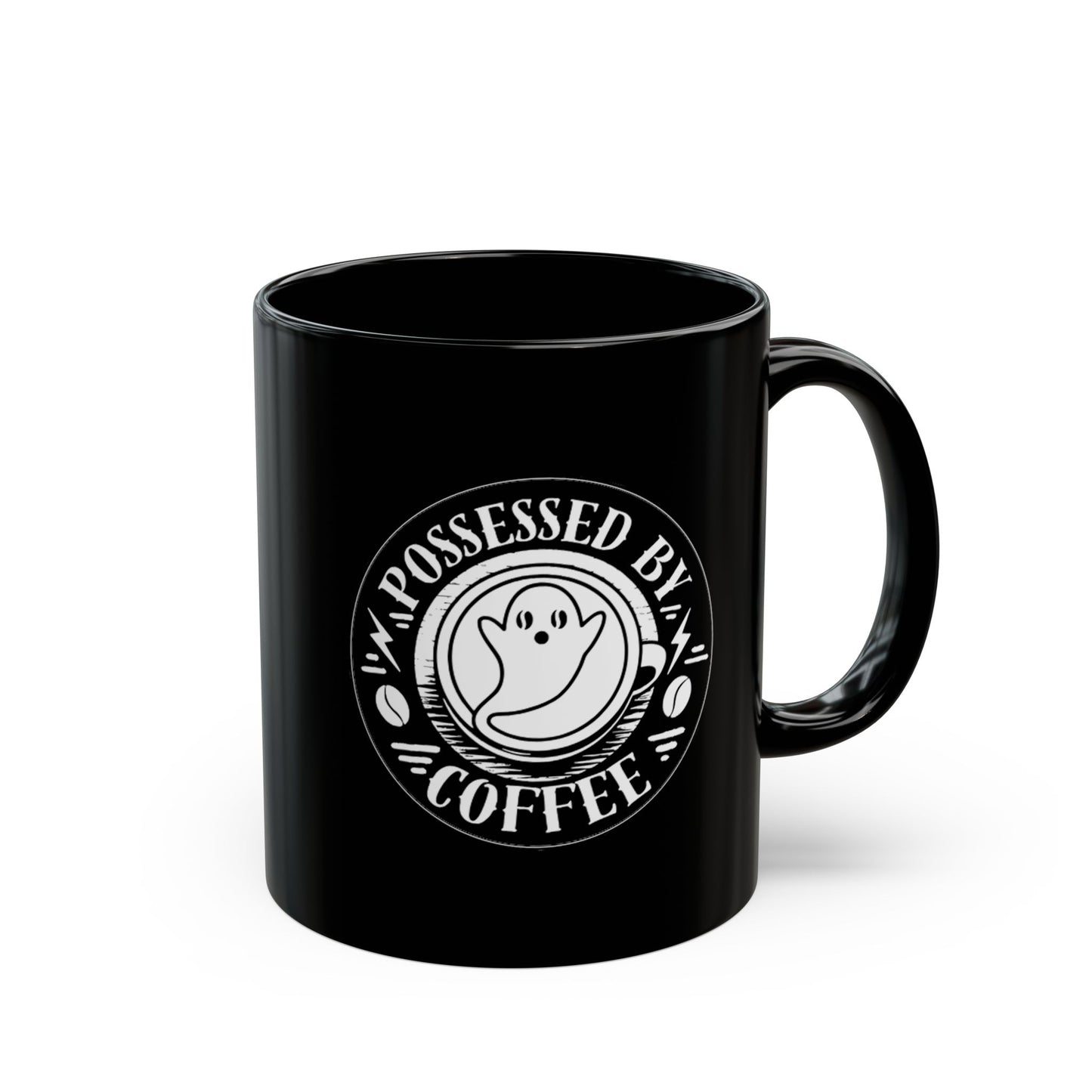 Possessed by Coffee Mug — Black & White Ceramic 11oz & 15oz