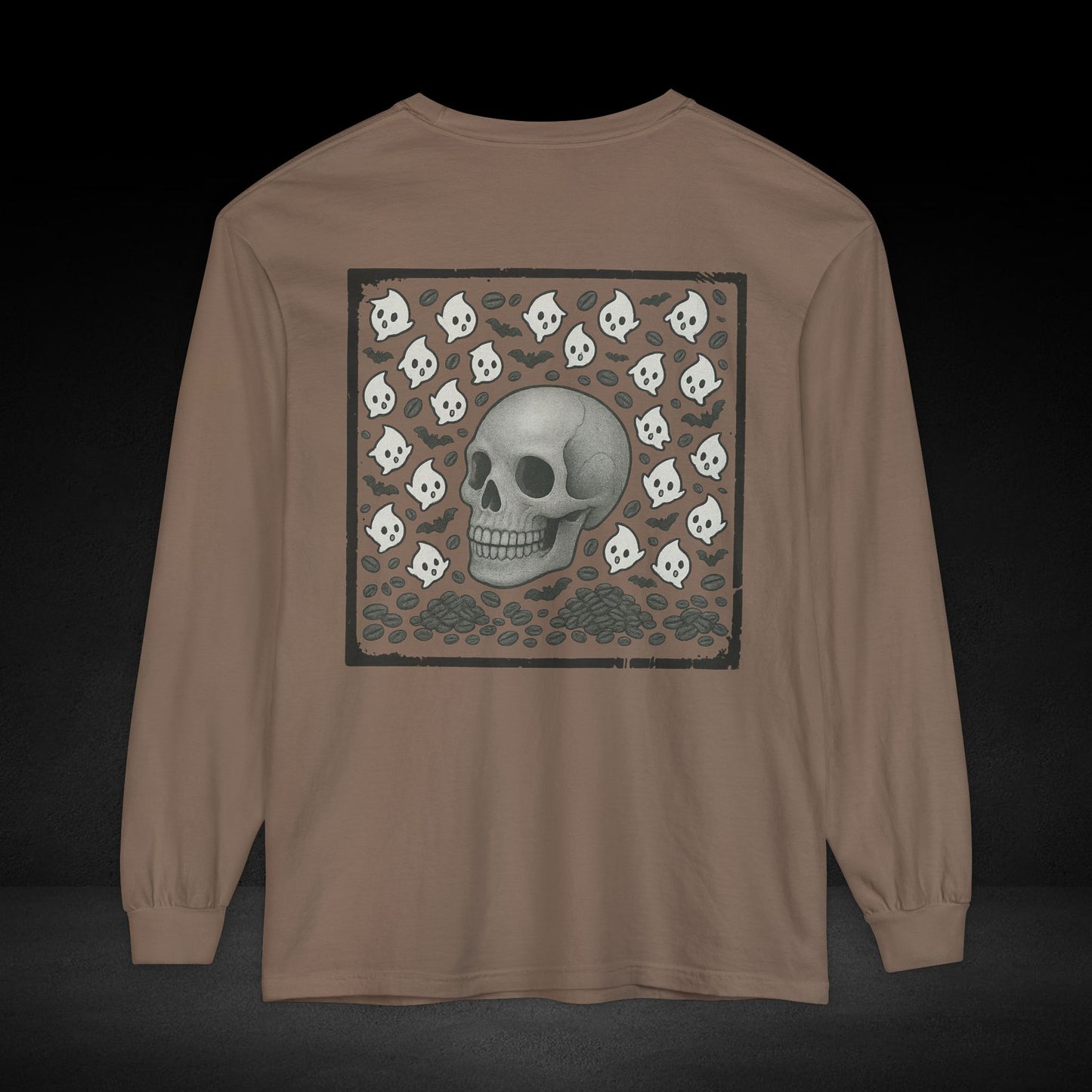 Possessed By Coffee Long Sleeve Tee – Ghost & Skull Coffee Art