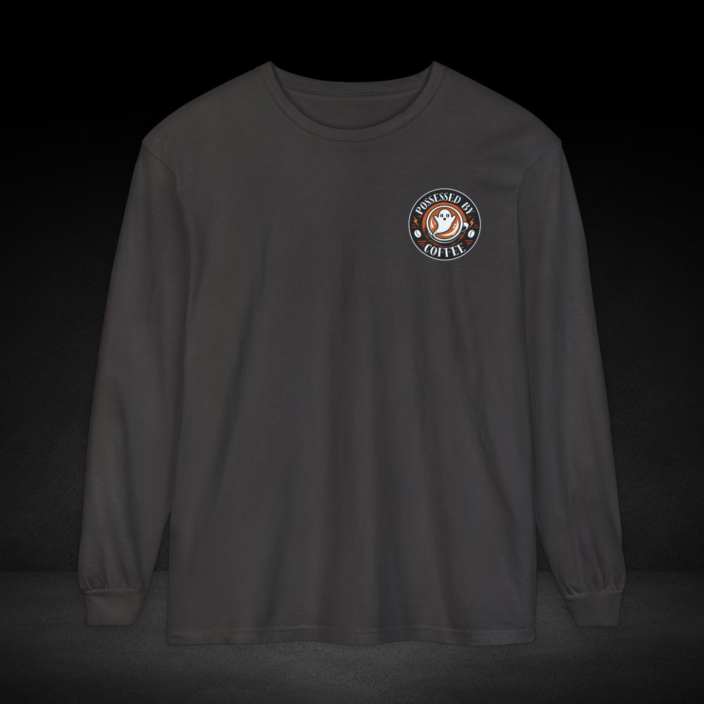 Possessed By Coffee Long Sleeve Tee – Ghost & Skull Coffee Art