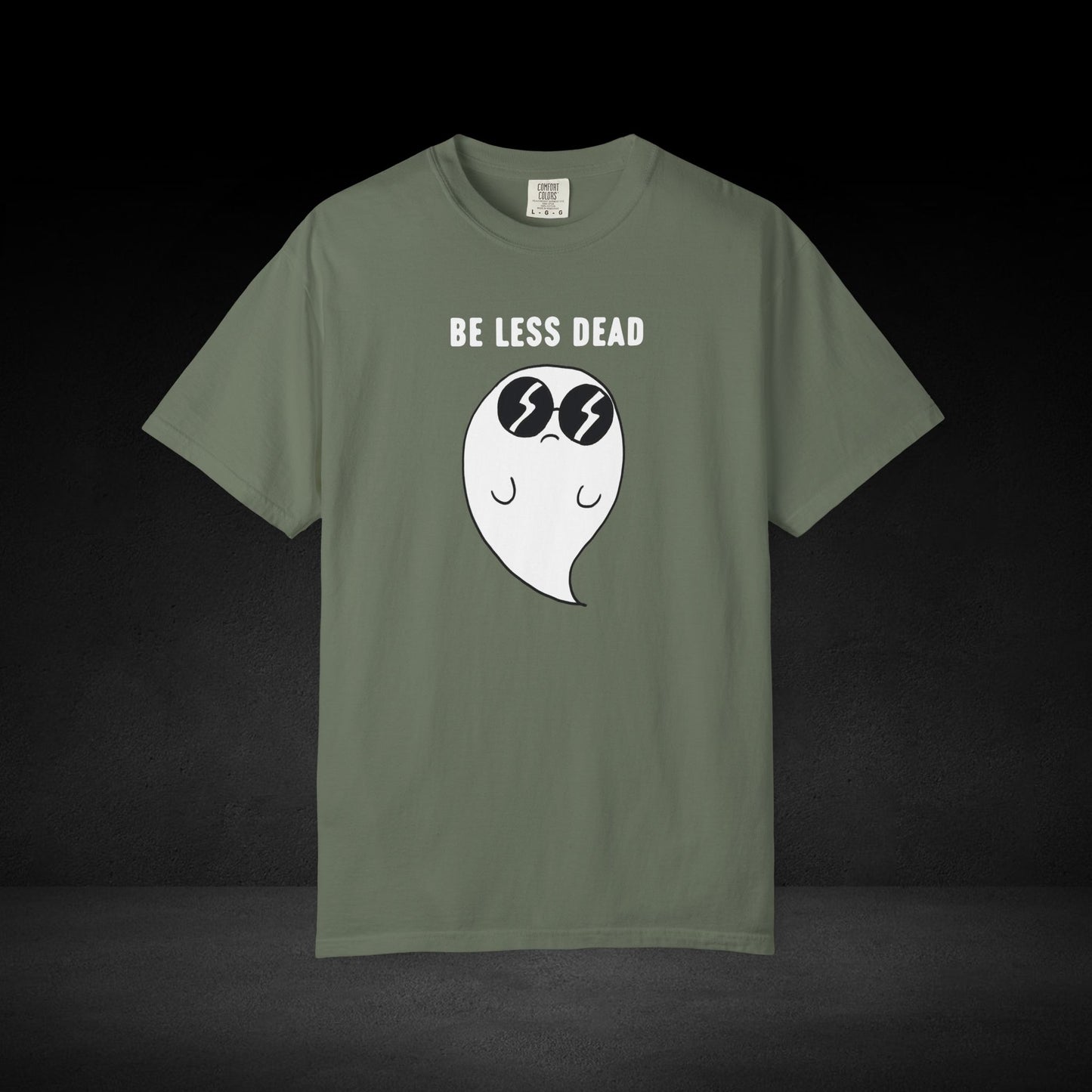 Be Less Dead Ghost Tee – Cool Ghost in Shades Graphic Coffee Shirt