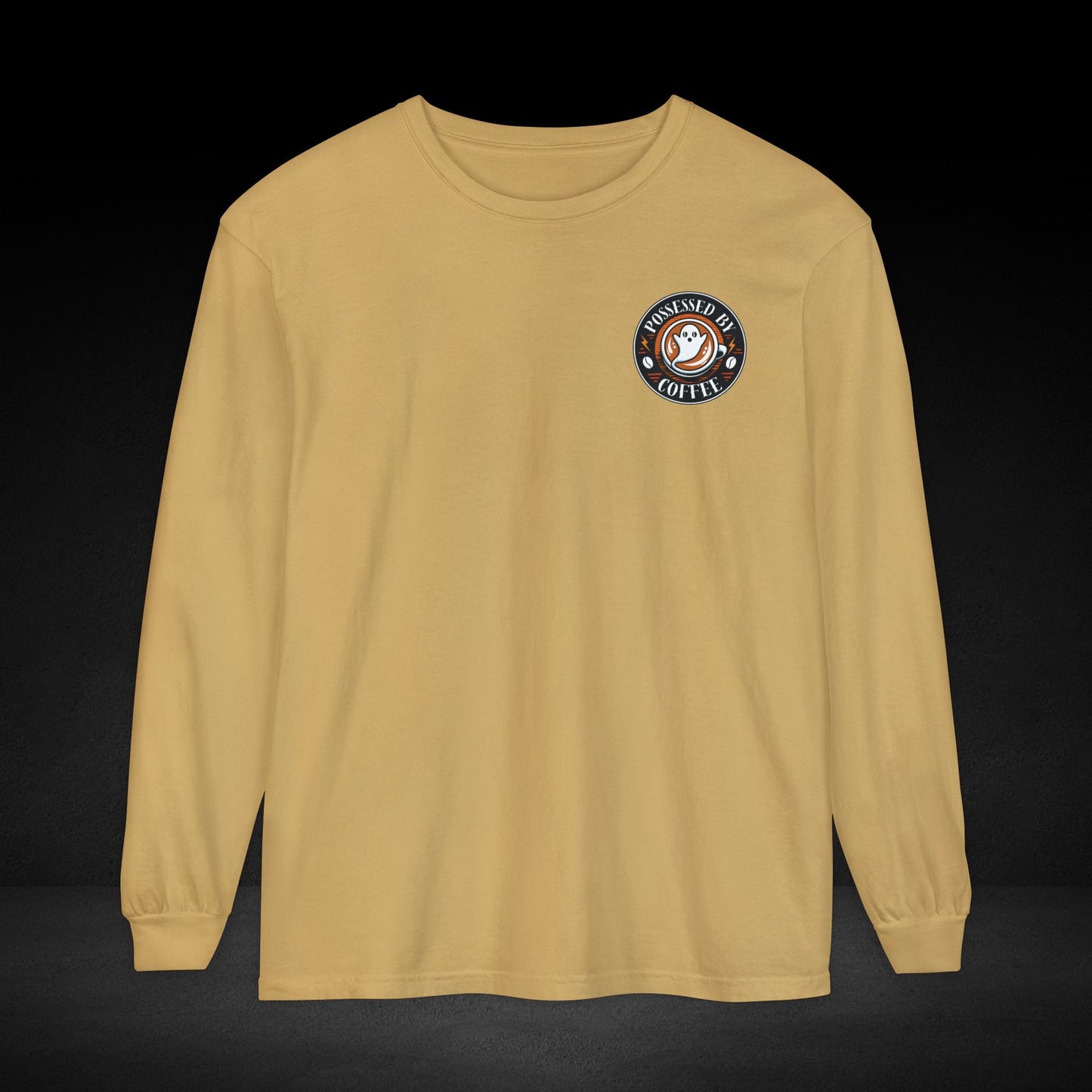 Possessed By Coffee Long Sleeve Tee – Ghost & Skull Coffee Art