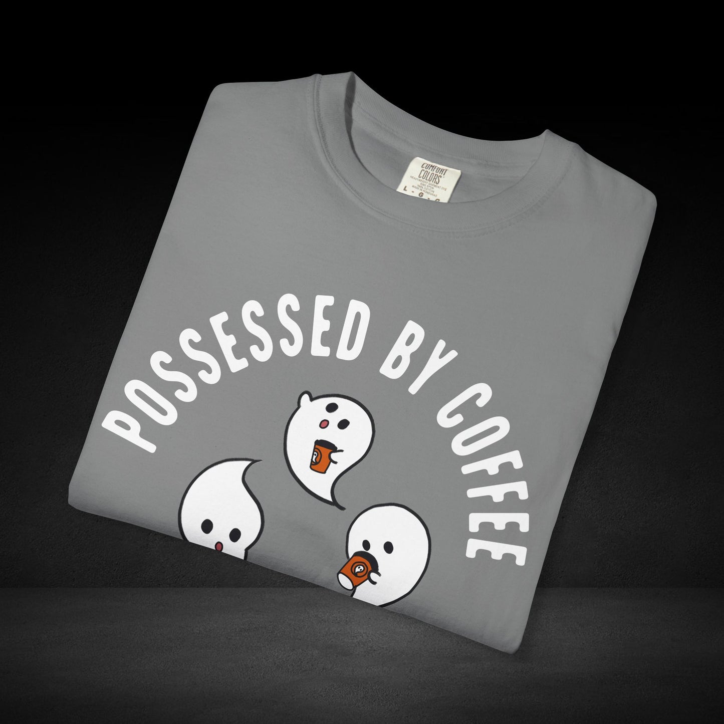 Possessed by Coffee Ghost Trio Tee – Cute Ghosts Sipping Coffee Graphic Shirt