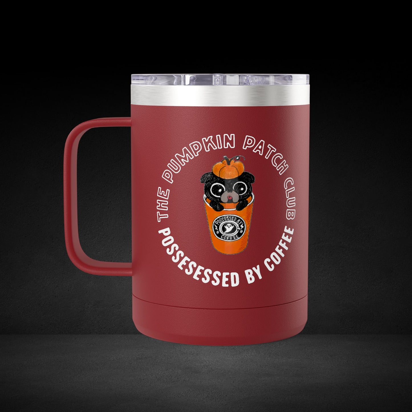 The Pumpkin Patch Club Coffee Mug – Cute Pumpkin Pup Design - Possessed by Coffee Travel Mug