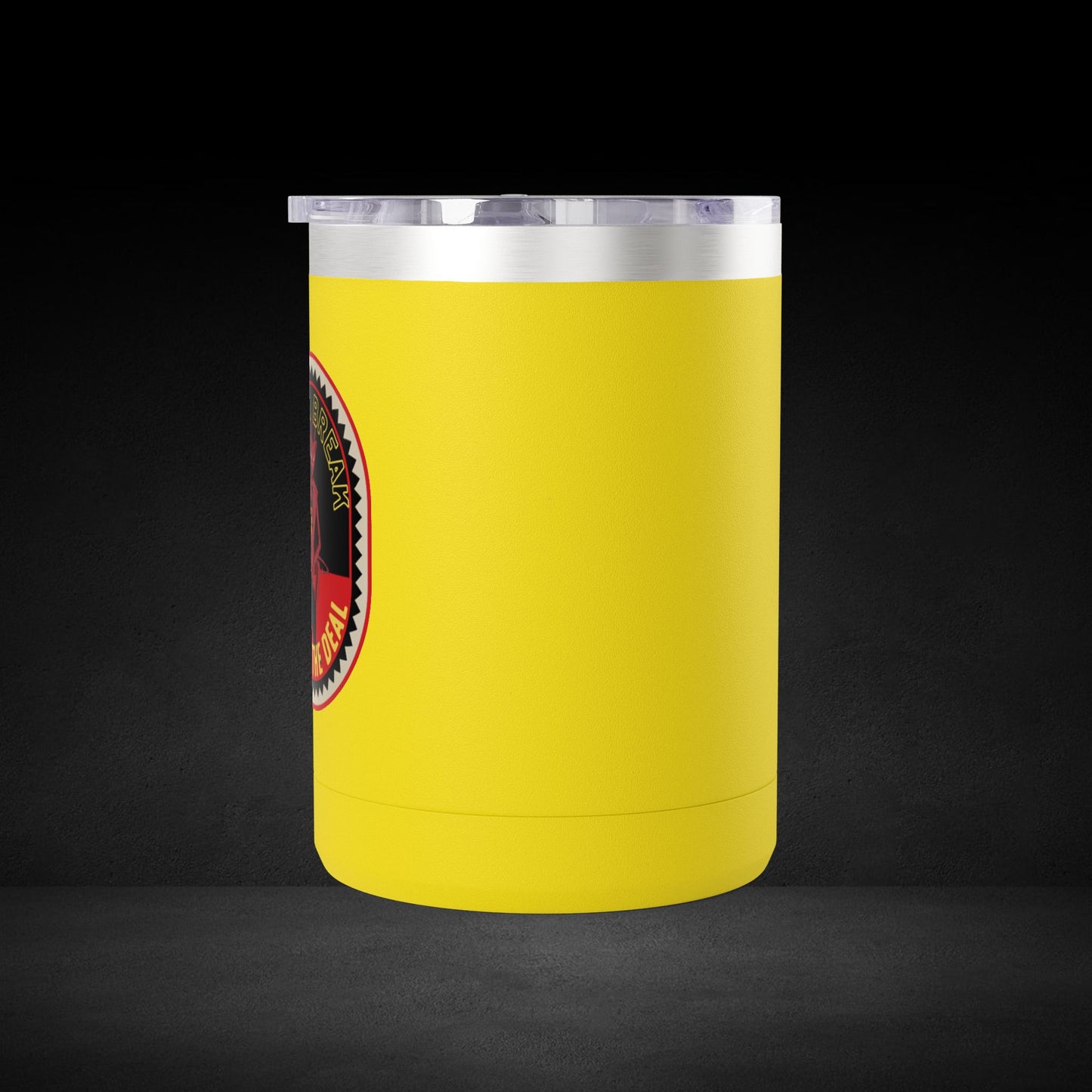 Take A Break Before The Deal Devil Travel Mug - Retro Badge Coffee Cup