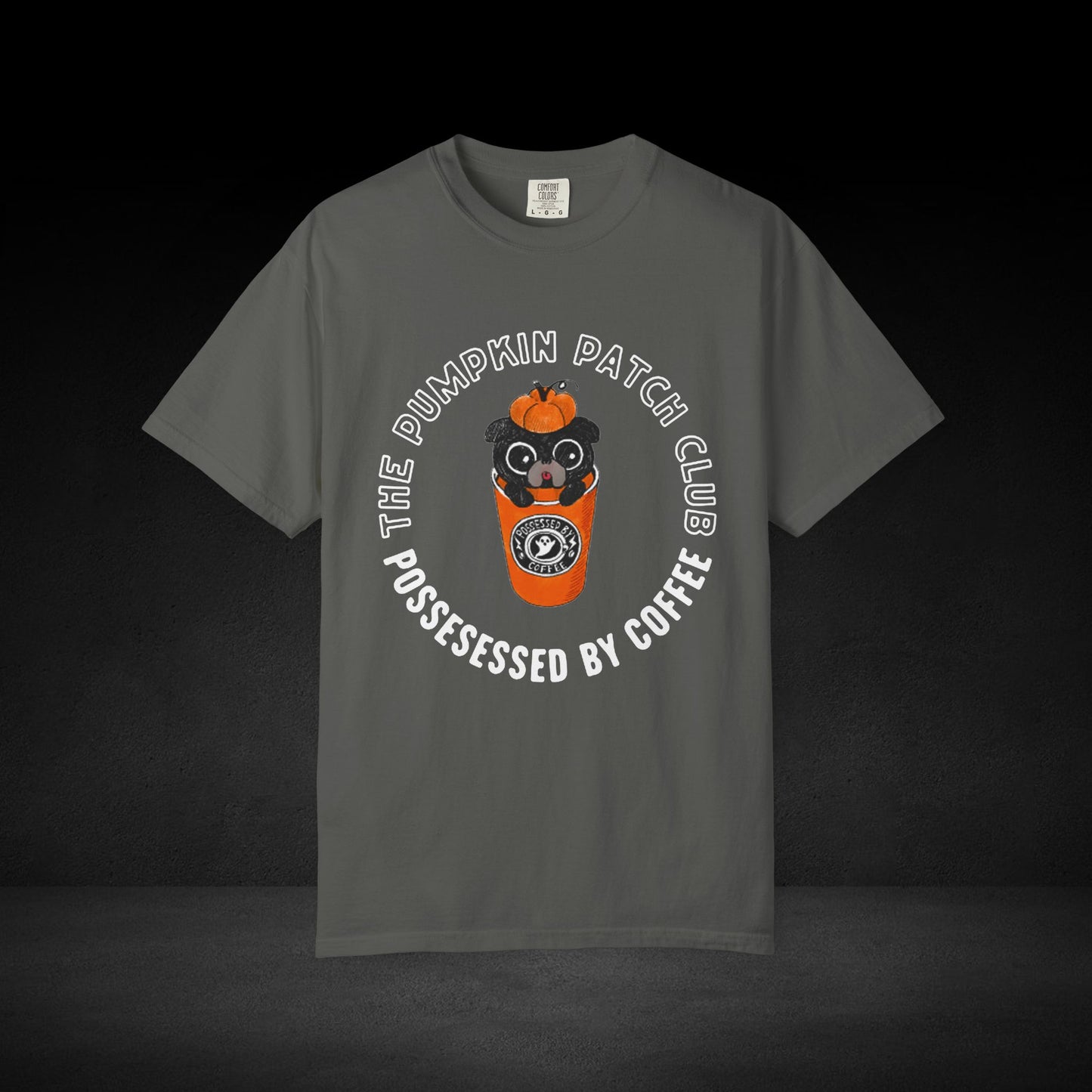 Pumpkin Patch Club Coffee Tee – Pug in Pumpkin Cup Fall Coffee Graphic Shirt