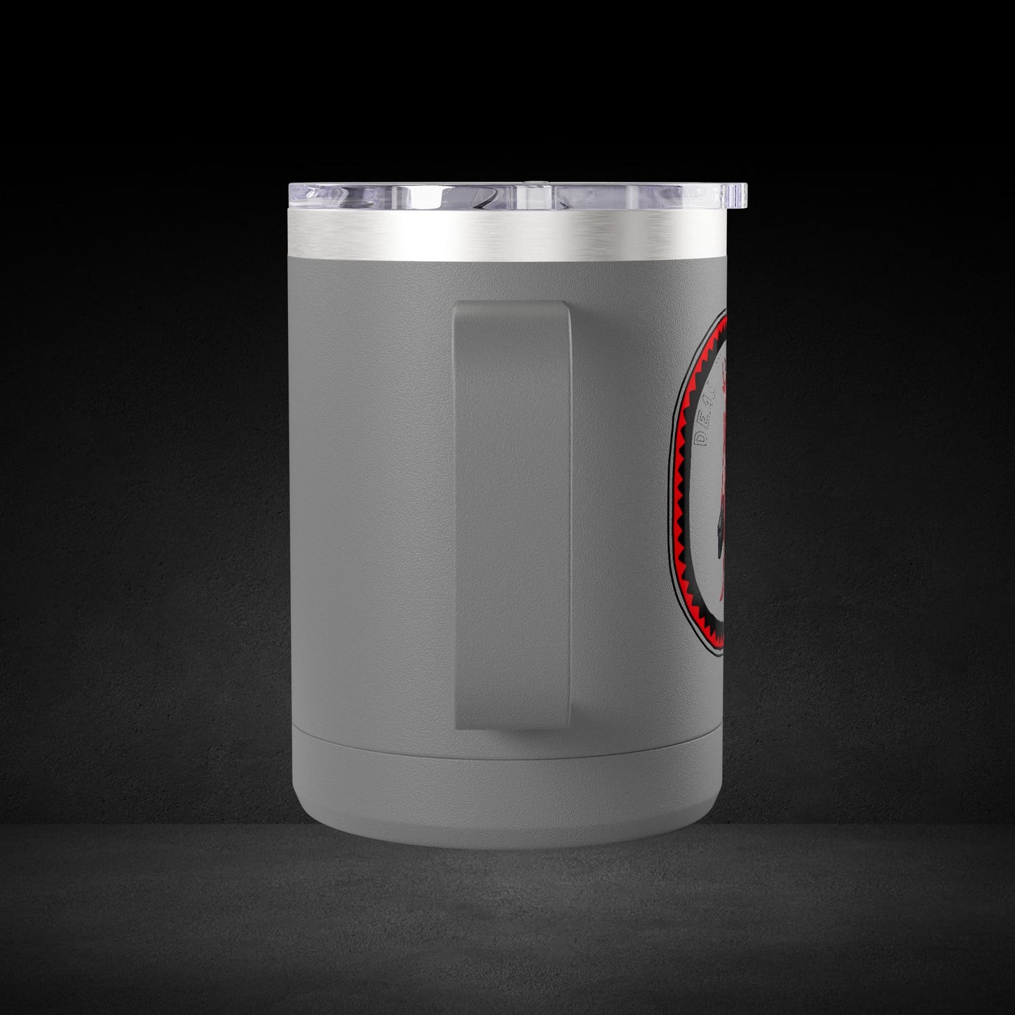 Deal With Coffee Devil Travel Mug - Business Professional Coffee Cup with Vintage Badge Design