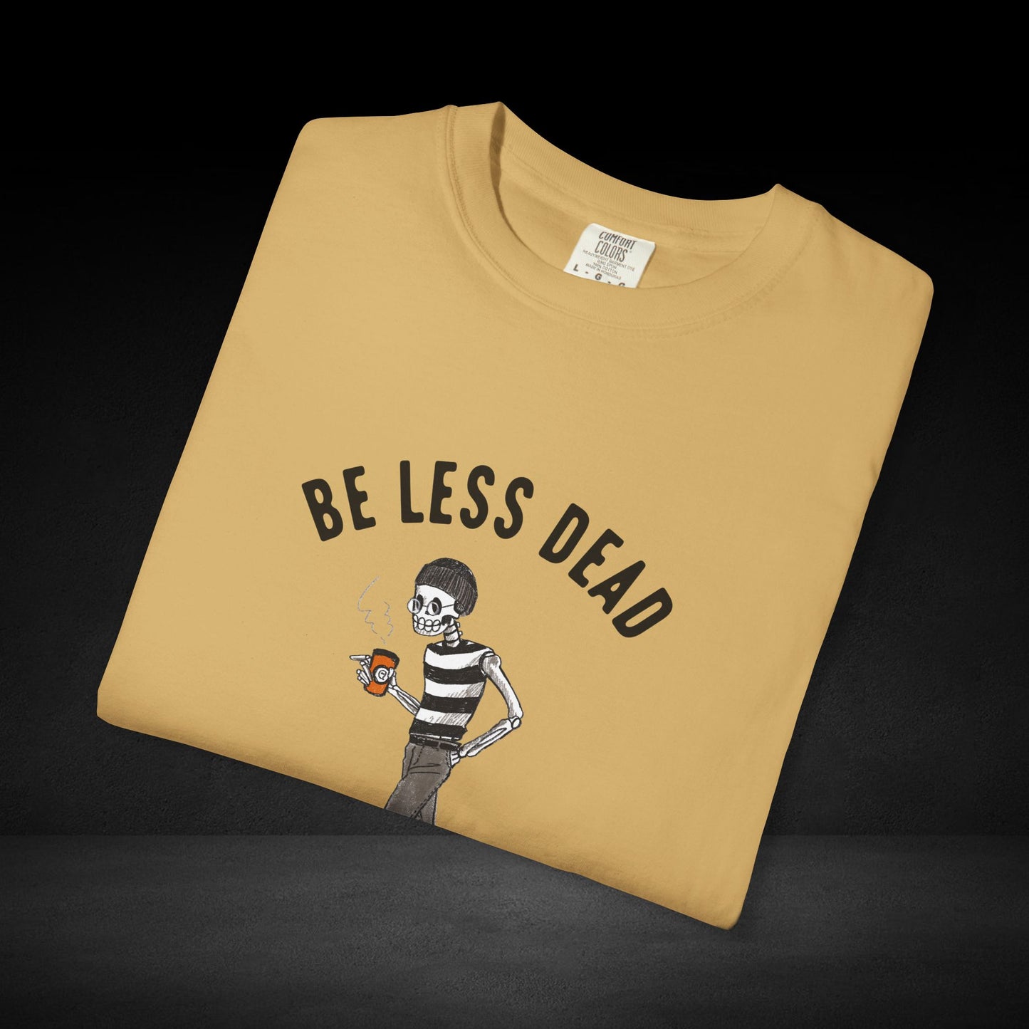 Skeleton Stroll Coffee Tee – Cool Walking Skeleton with Coffee Cup Graphic T-Shirt