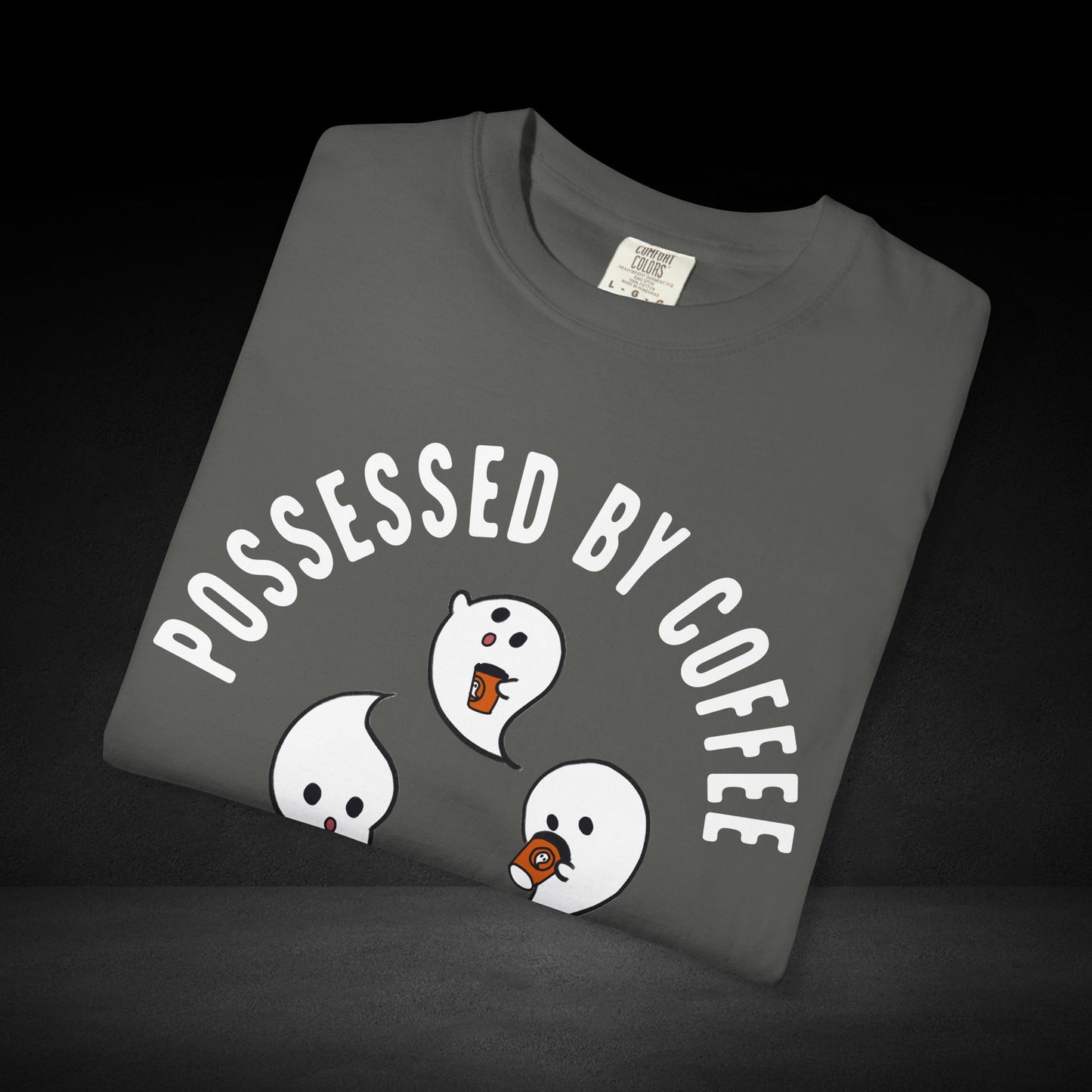 Possessed by Coffee Ghost Trio Tee – Cute Ghosts Sipping Coffee Graphic Shirt