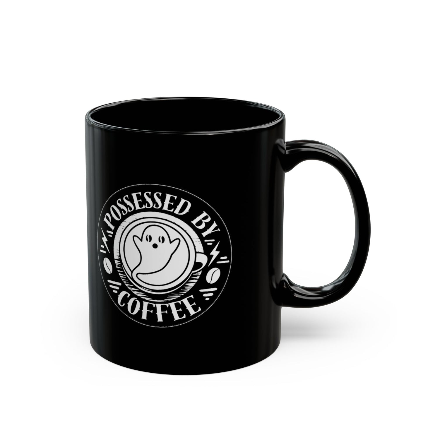 Possessed by Coffee Mug — Black & White Ceramic 11oz & 15oz