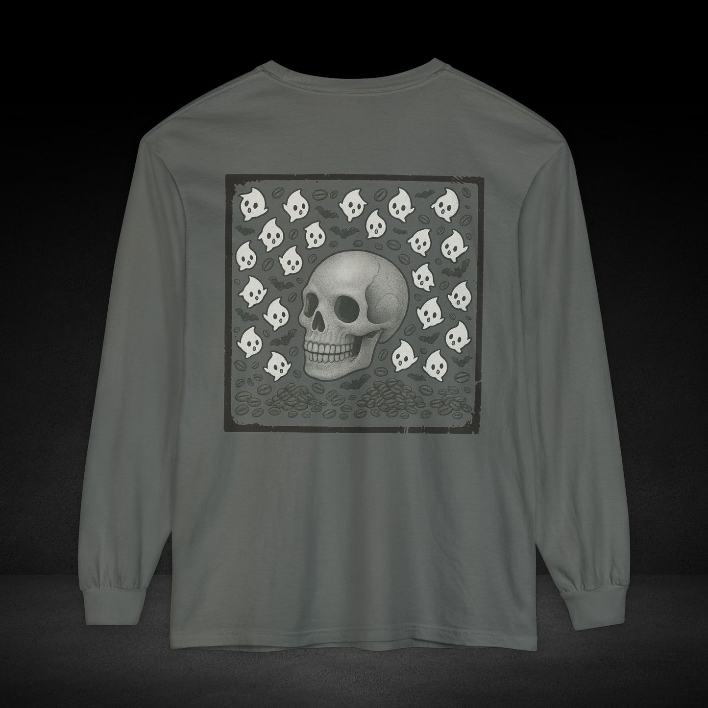 Possessed By Coffee Long Sleeve Tee – Ghost & Skull Coffee Art