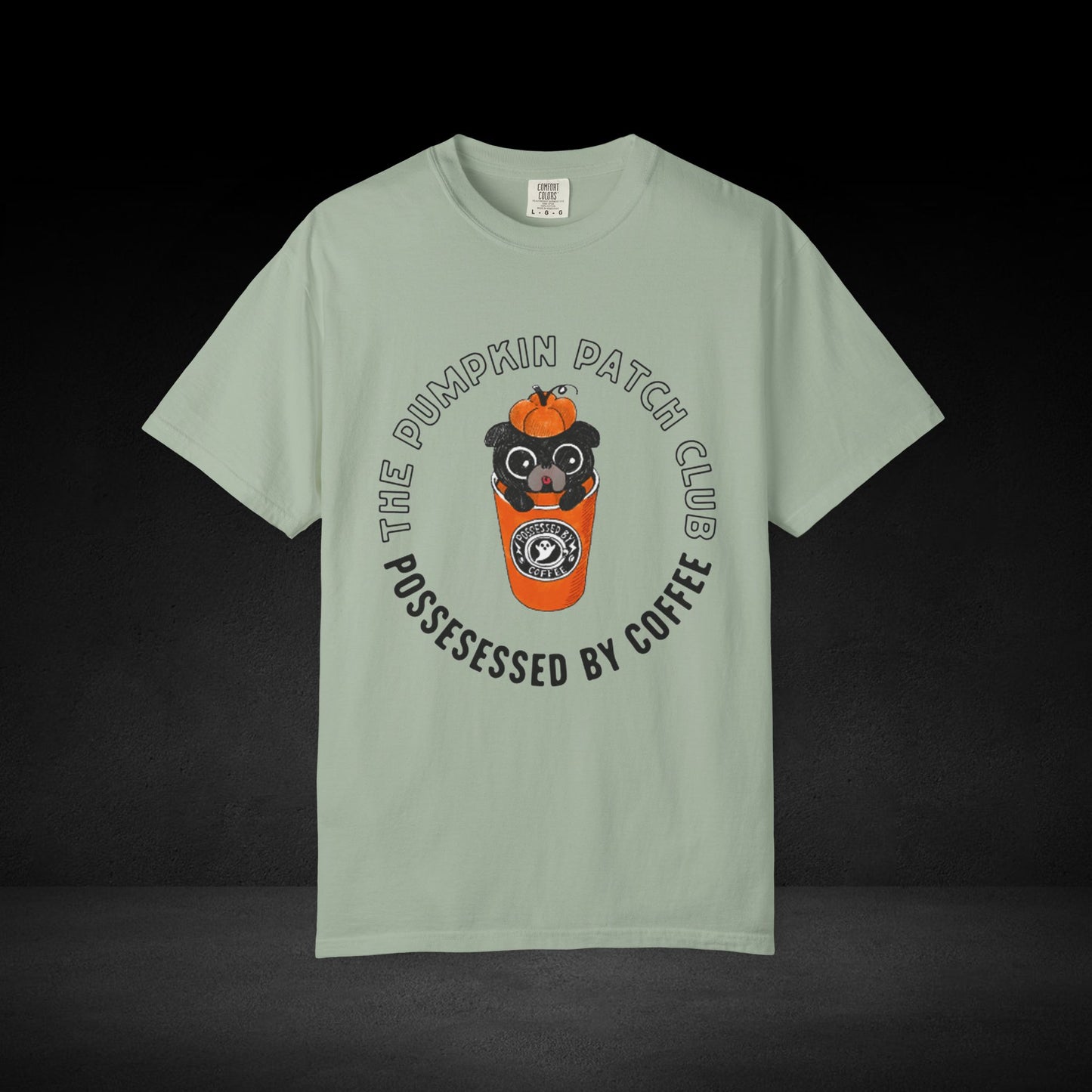 Pumpkin Patch Club Coffee Tee – Pug in Pumpkin Cup Fall Coffee Graphic Shirt