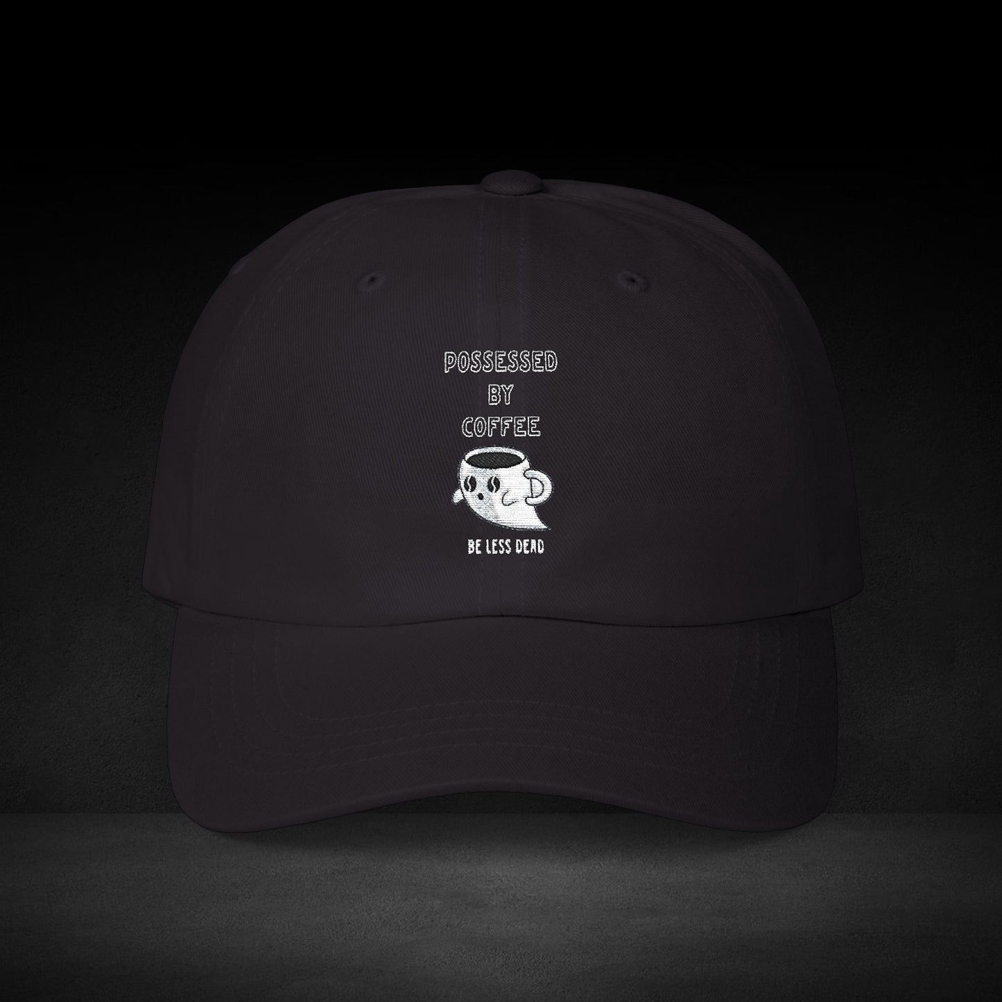 Be Less Dead Ghost Coffee Cap – Spooky Coffee Spirit Baseball Hat