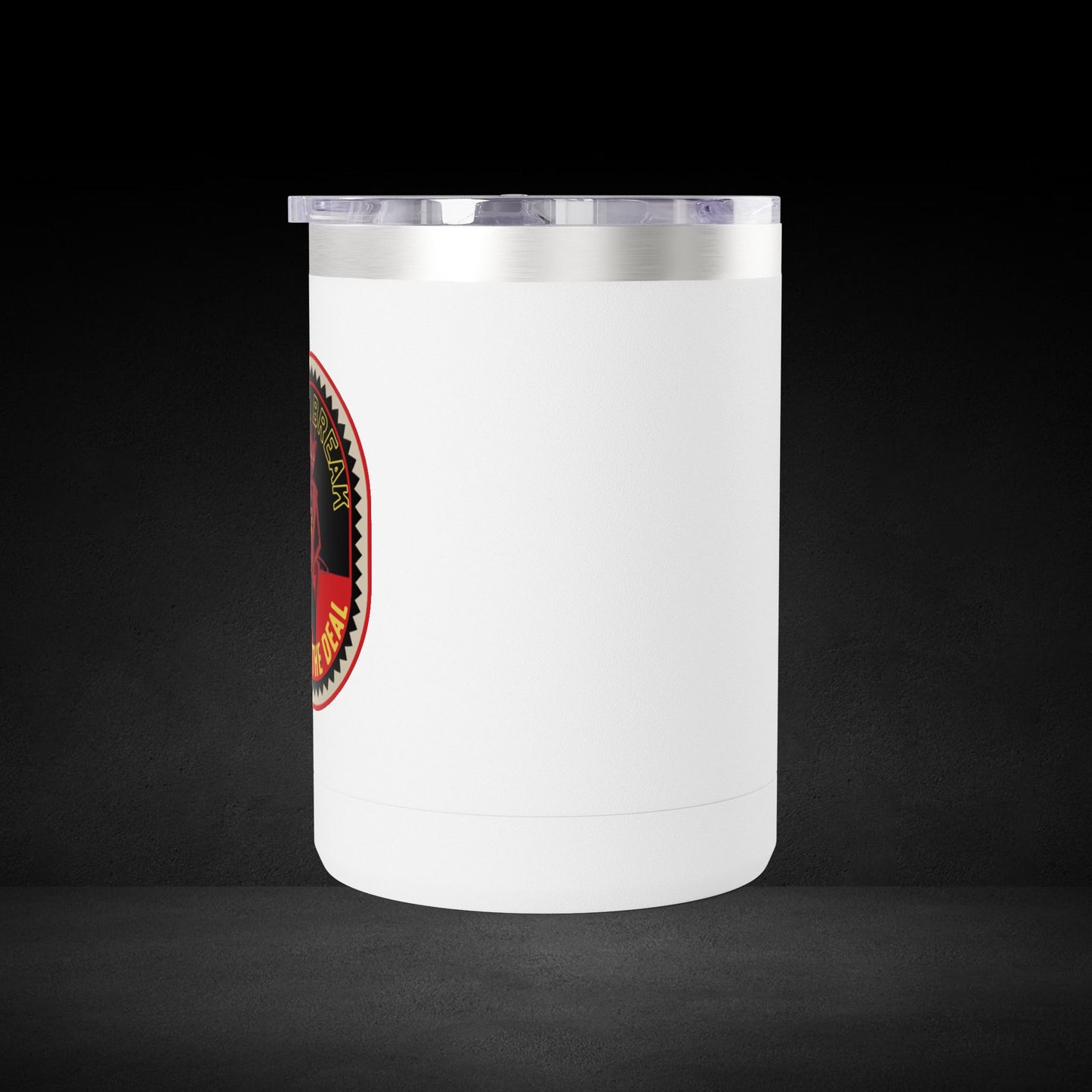 Take A Break Before The Deal Devil Travel Mug - Retro Badge Coffee Cup